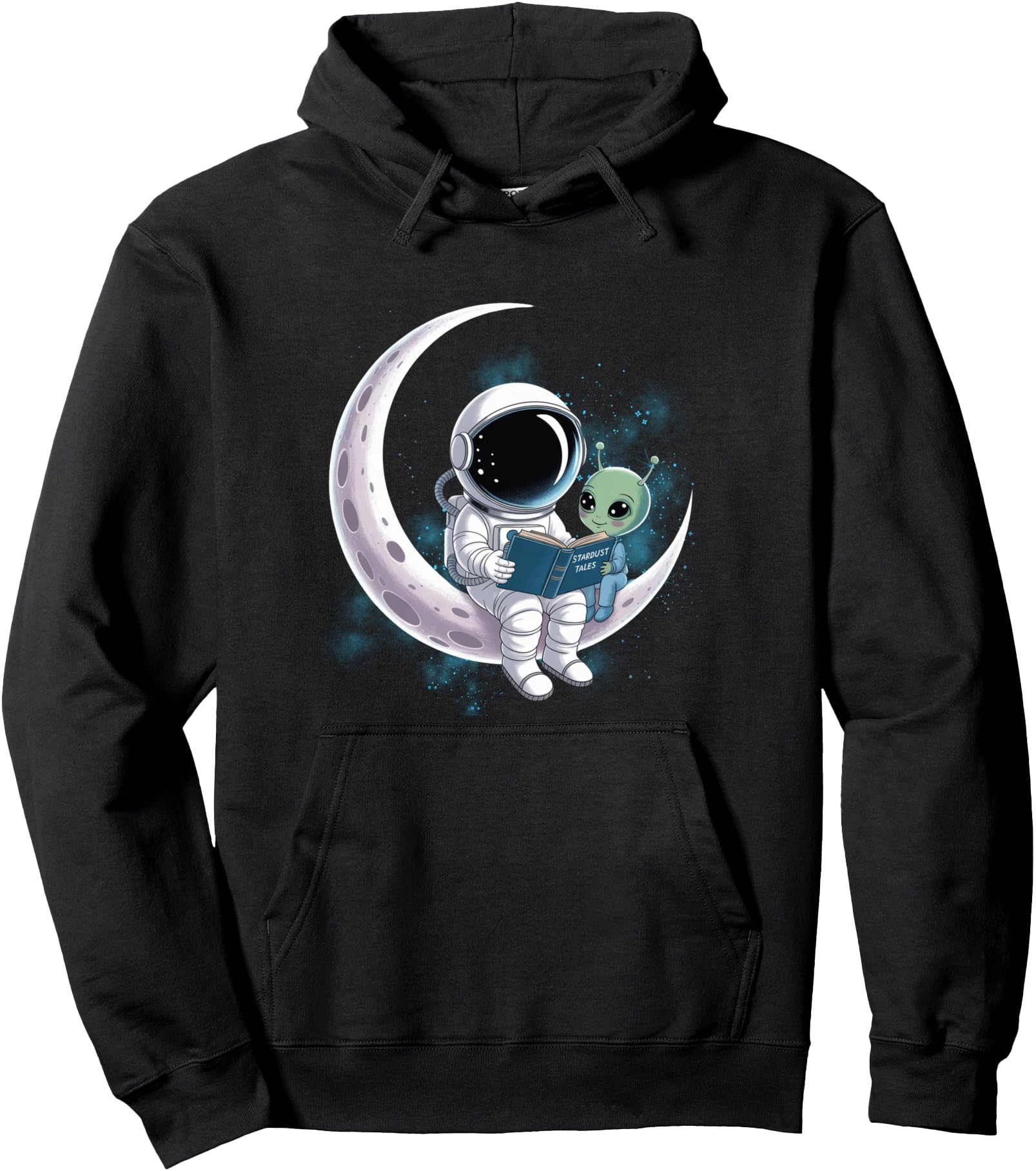 Astronaut Reading Book To Alien Moon Space Astronomy Pullover Hoodie