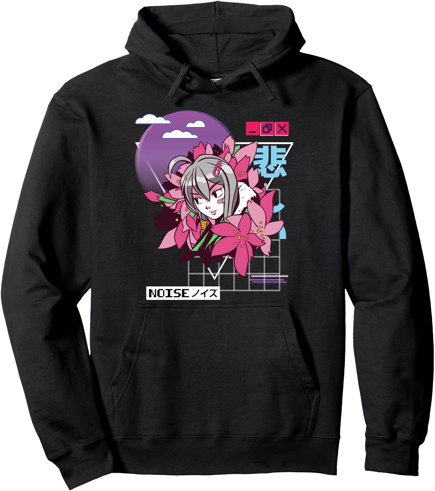 Vaporwave - Kawaii Aesthetic - Japanese Korean - Anime Girl Pullover Hoodie