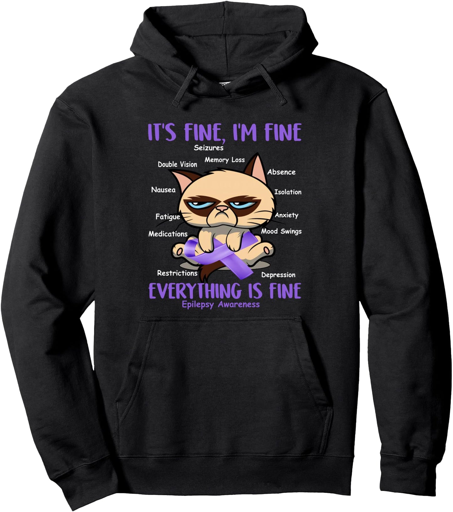 Epilepsy Awareness Cat Your Battle Is My Battle Gift' Pullover Hoodie