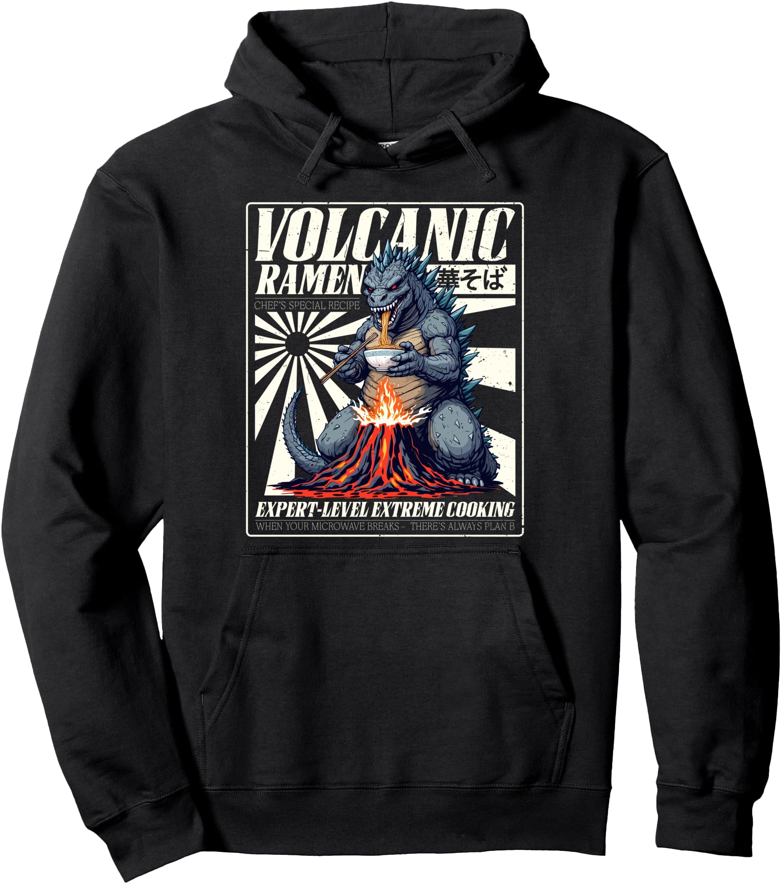 Giant Kaiju Eating Japanese Ramen Monster Lover Birthday Pullover Hoodie