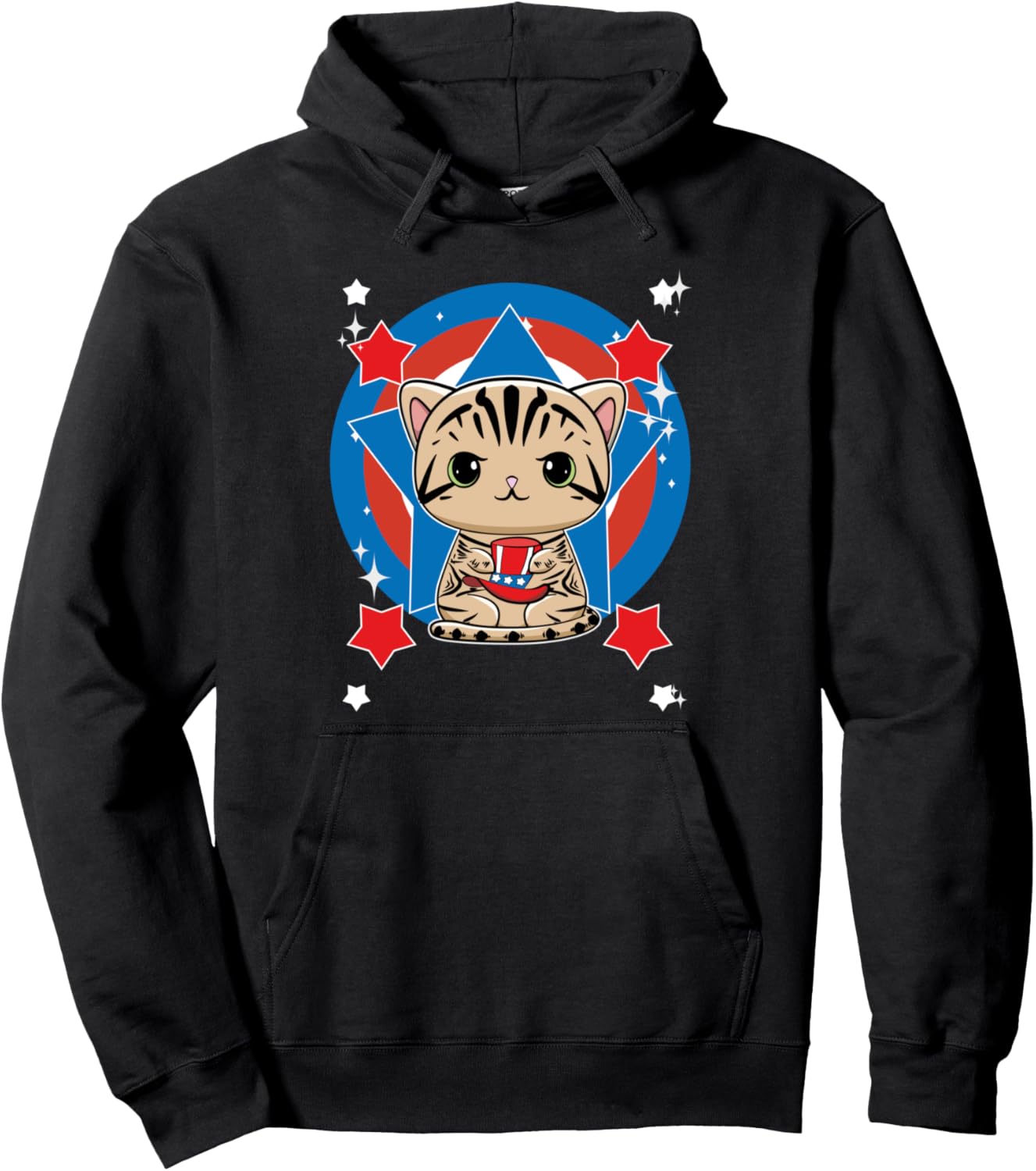 American Shorthair Anime Veterans Day Pullover Hoodie