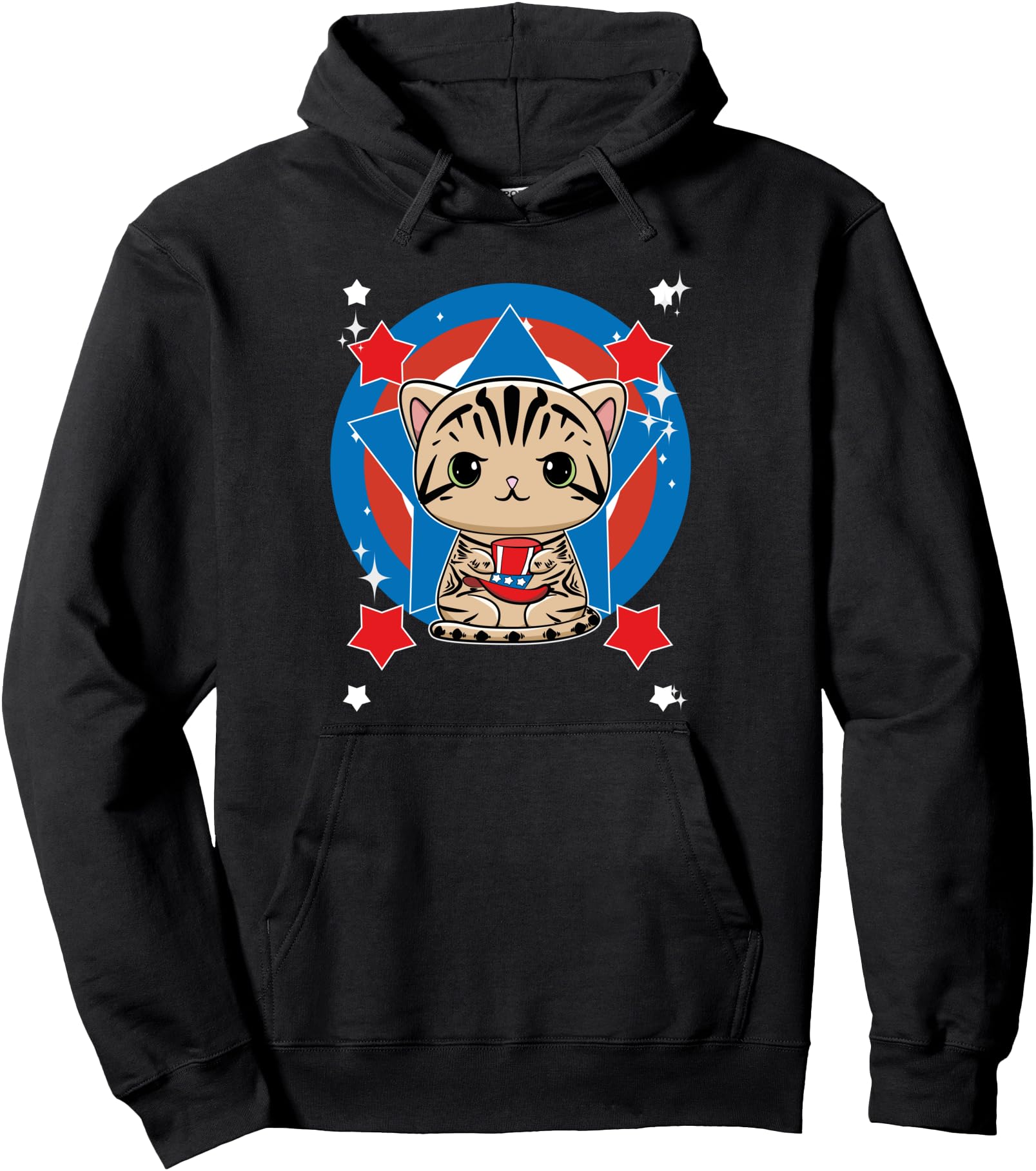 American Shorthair Anime Veterans Day Pullover Hoodie