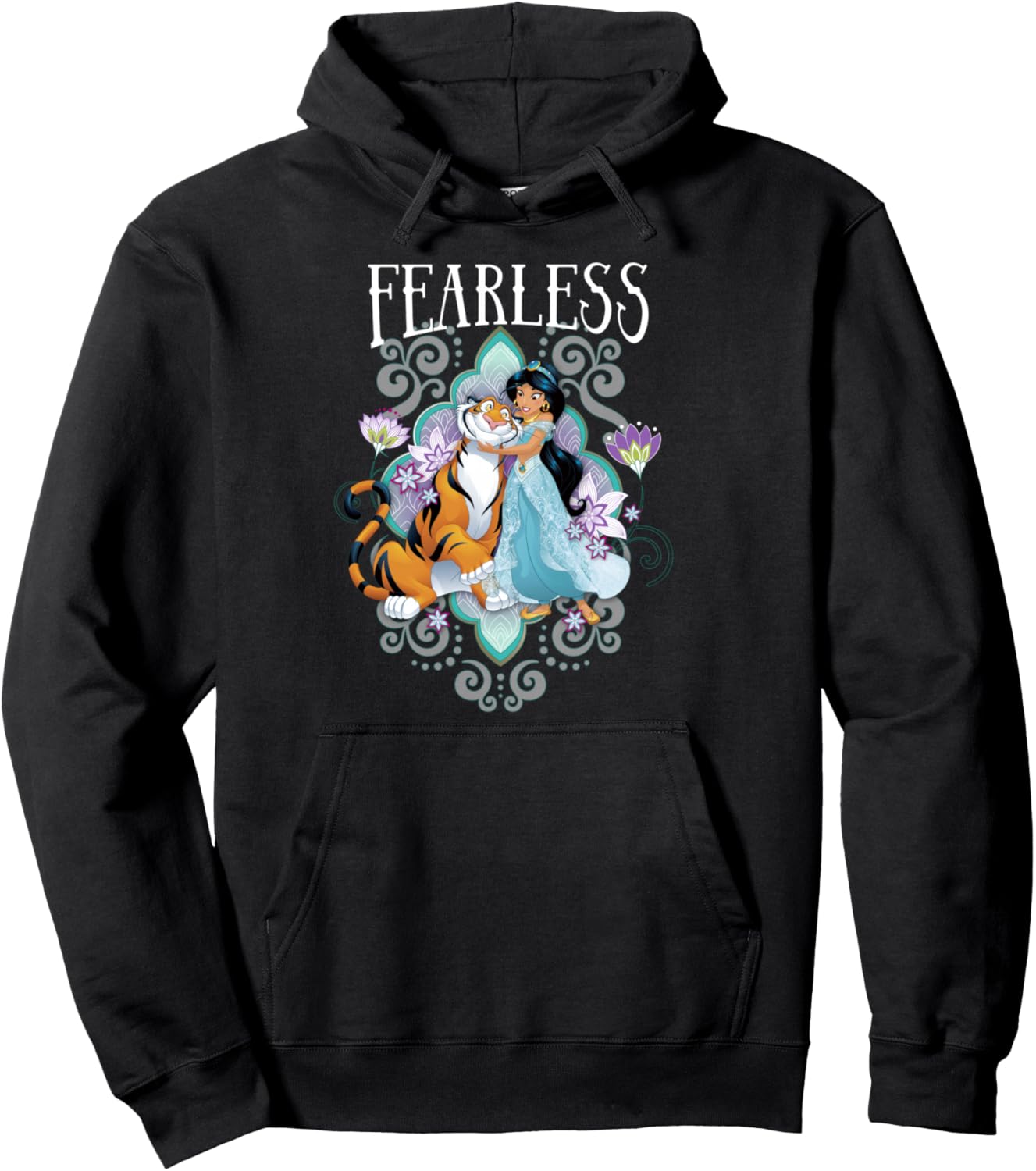Disney Aladdin Jasmine And Rajah Fearless Mandala Portrait Pullover Hoodie