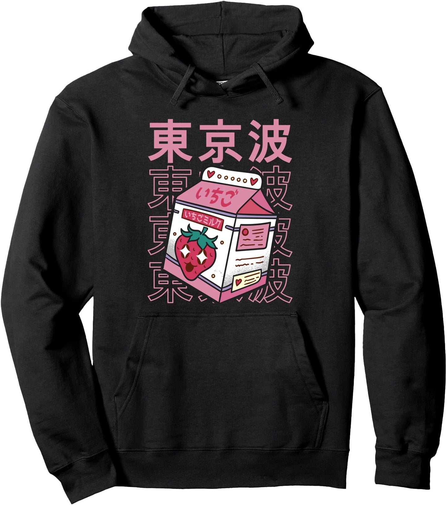 Kawaii Strawberry Milk Carton Japanese Aesthetic Teen Anime Pullover Hoodie