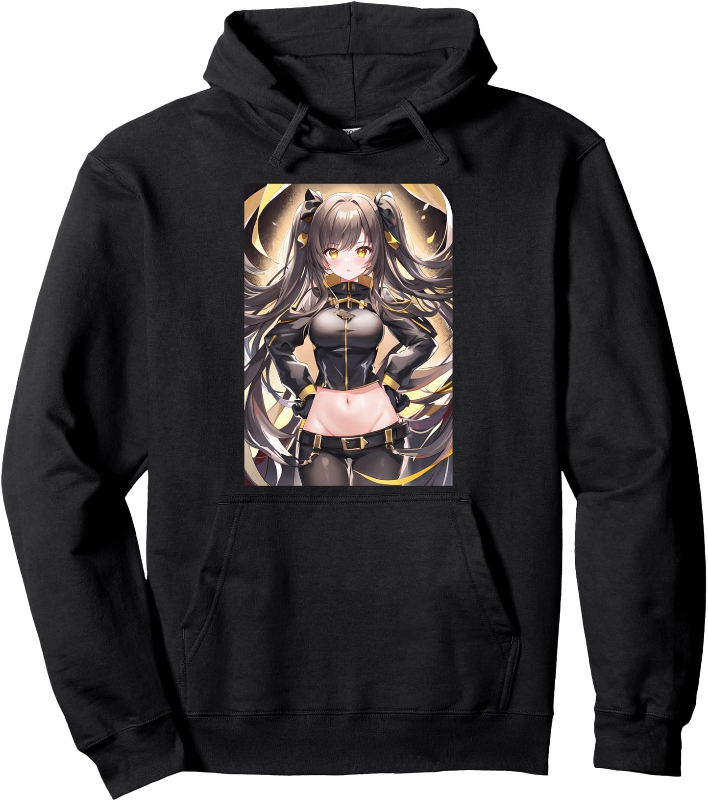 Cute Black Haired Anime Girl Pullover Hoodie
