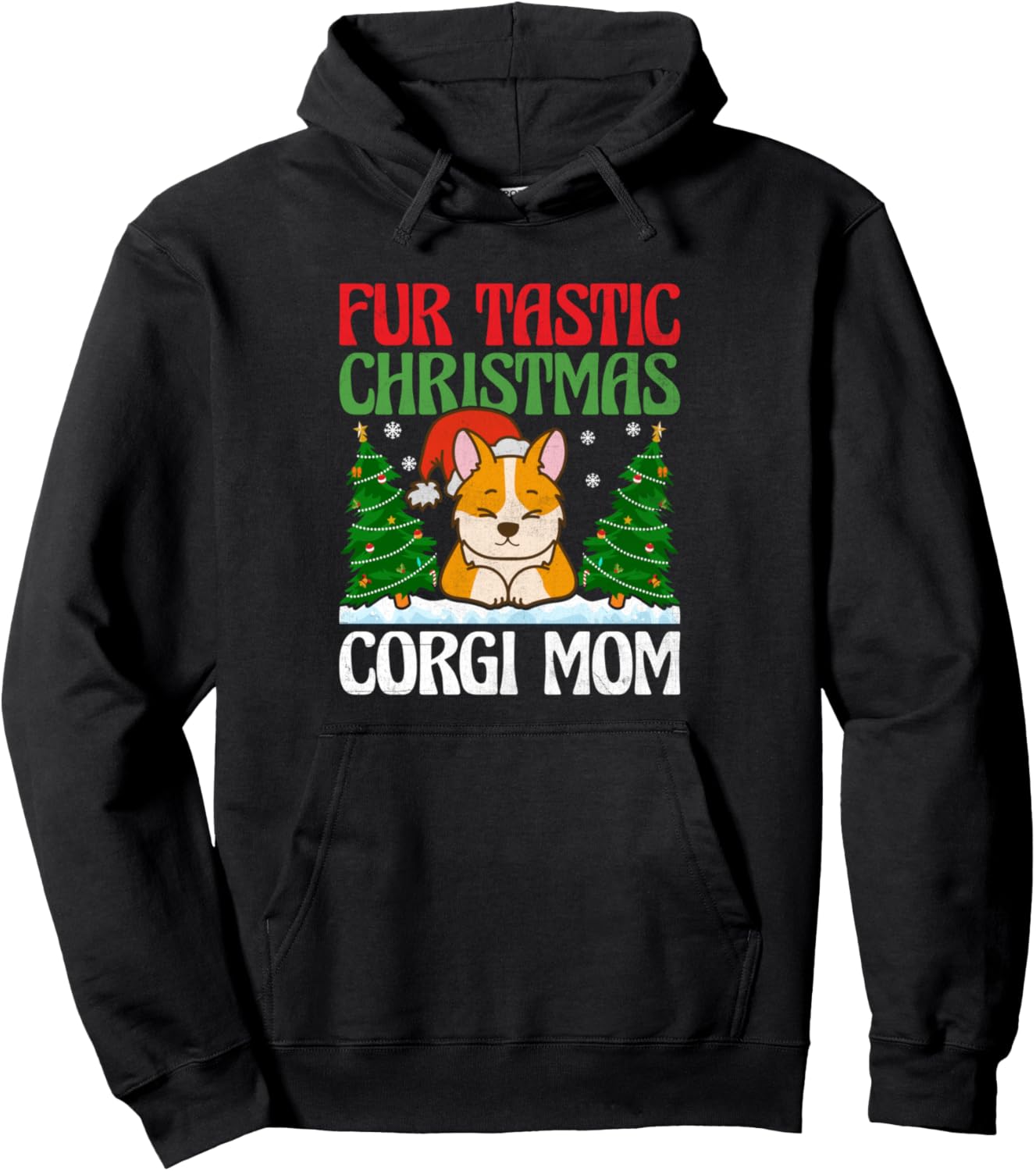 Christmas Corgi Mom Dog Breed Owner Rescuer Fur Mama Pullover Hoodie
