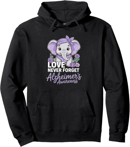 Alzheimer's Awareness Elephant Purple Flower fun Pullover Hoodie