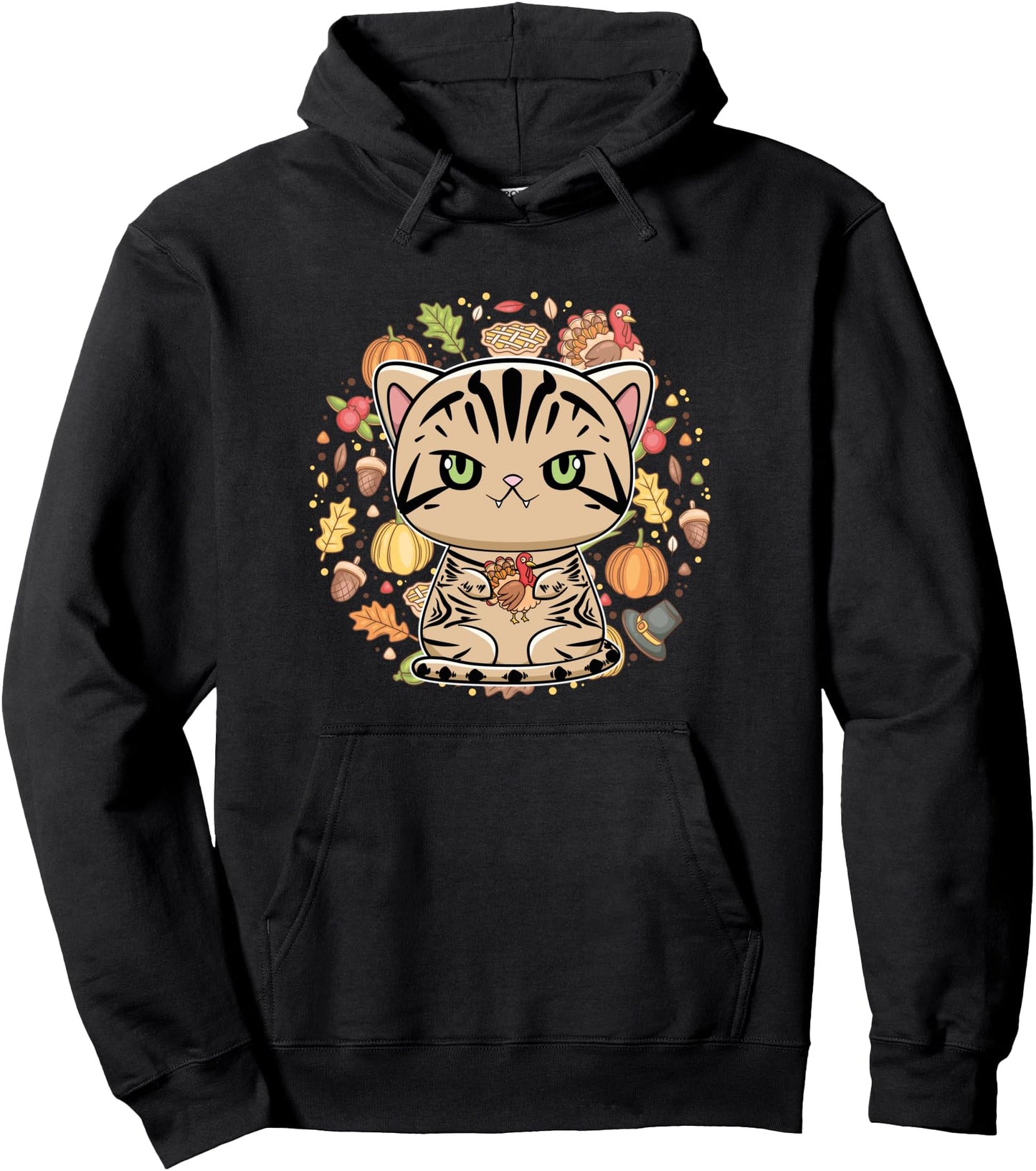 American Shorthair Anime Thanksgiving Pullover Hoodie