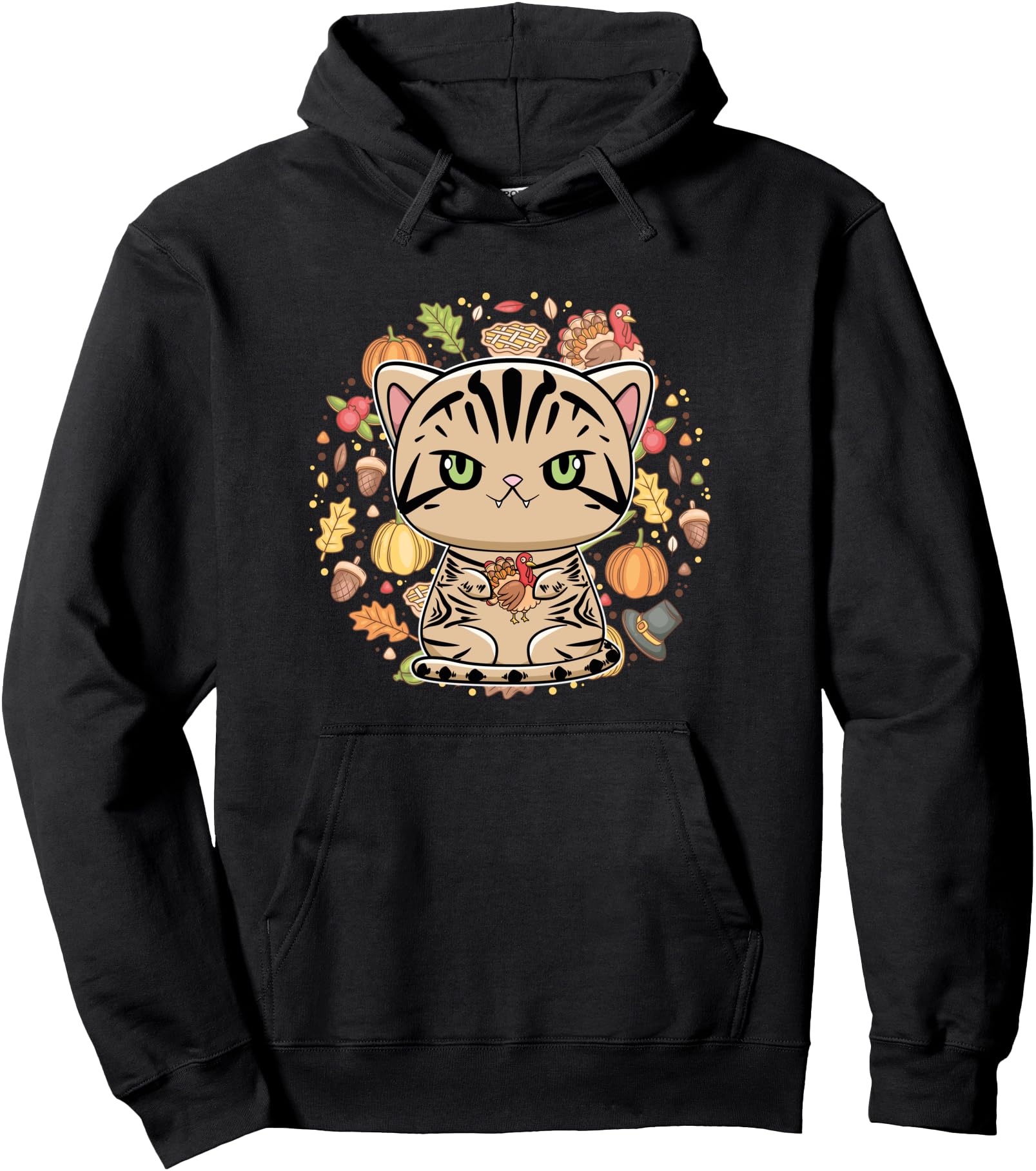 American Shorthair Anime Thanksgiving Pullover Hoodie
