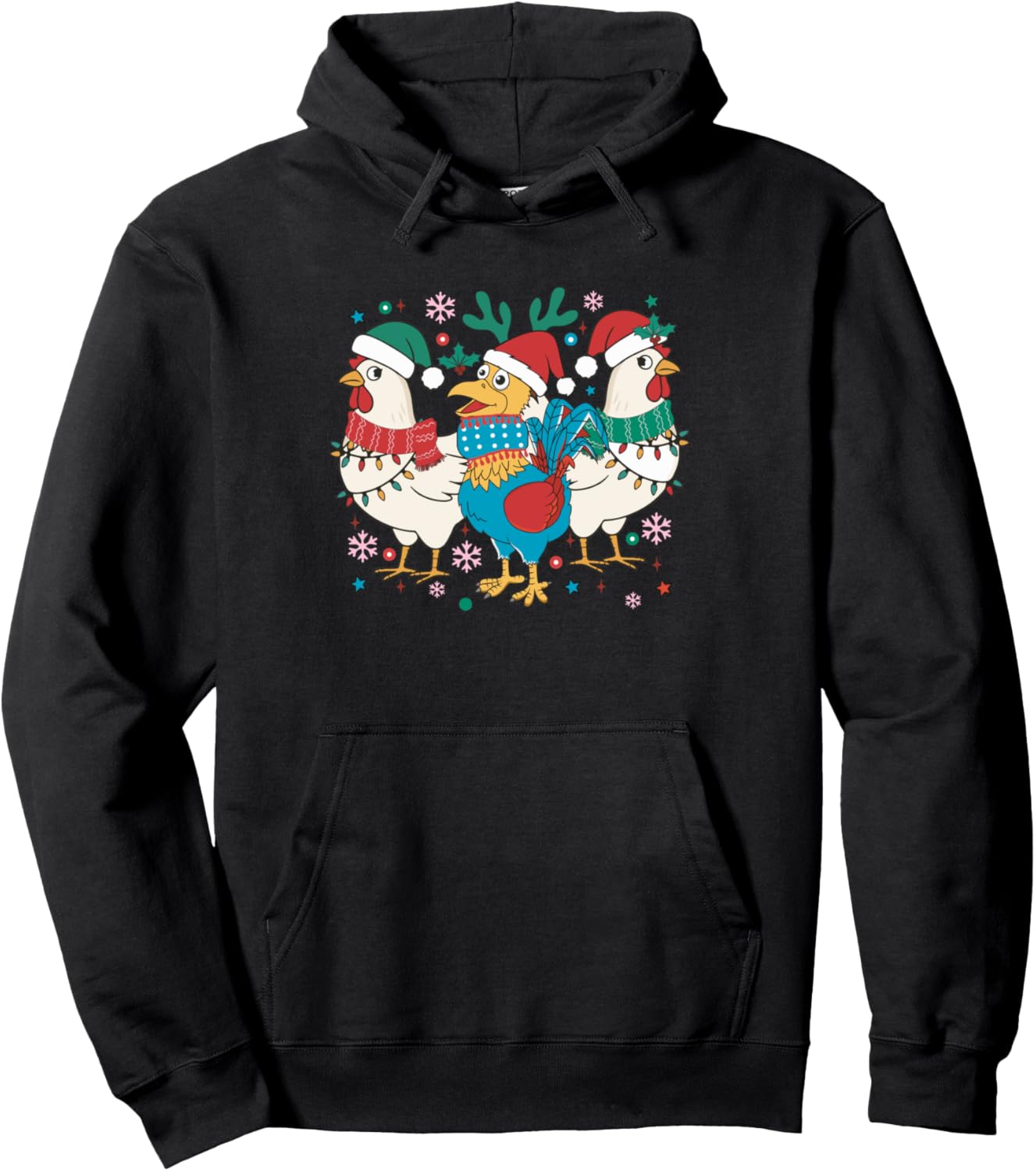 Chicken Christmas Funny Lights Sweater Xmas Pullover Hoodie