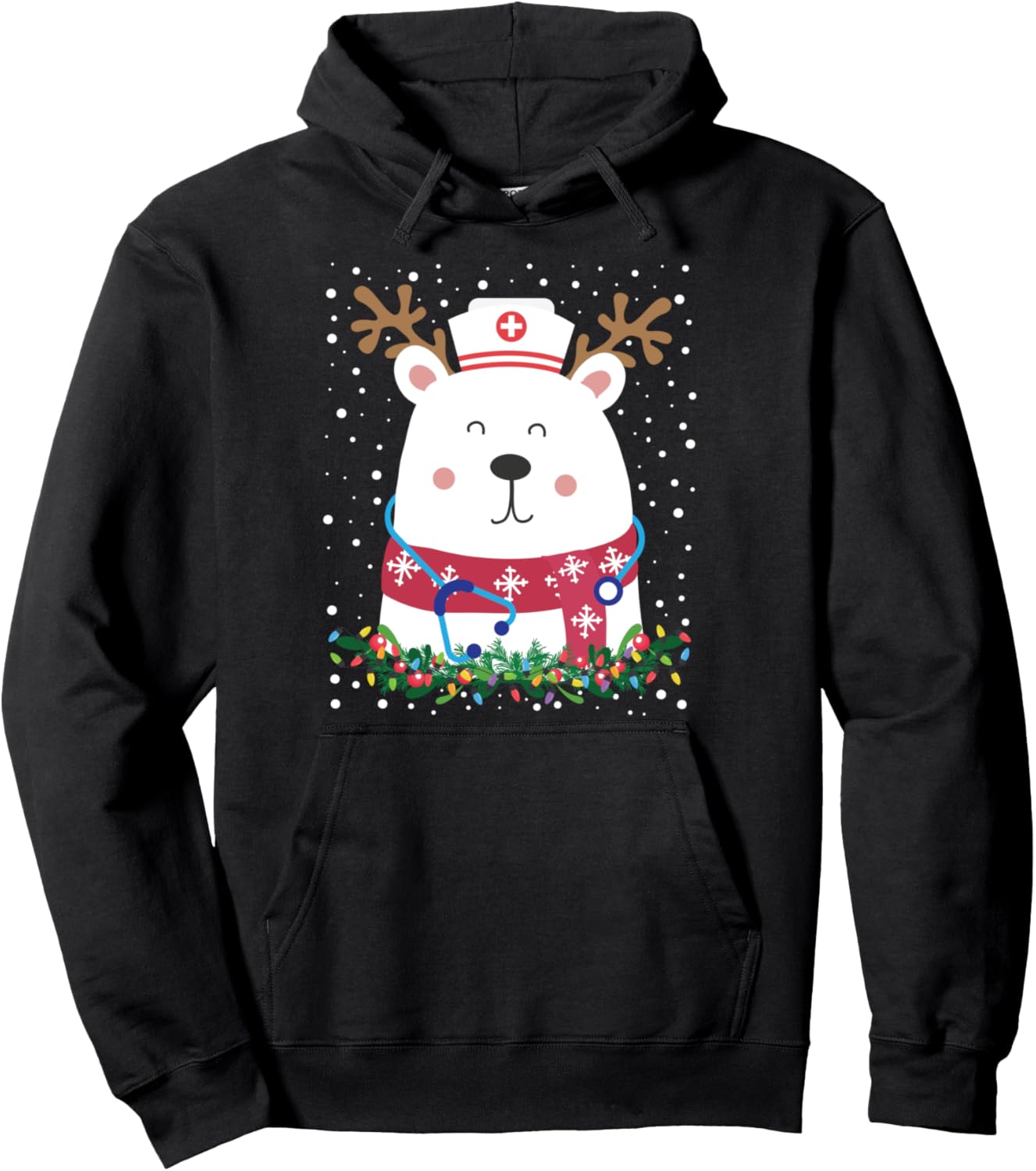 Christmas Nurse NICU RN ER Bear Xmas Reindeer Pullover Hoodie