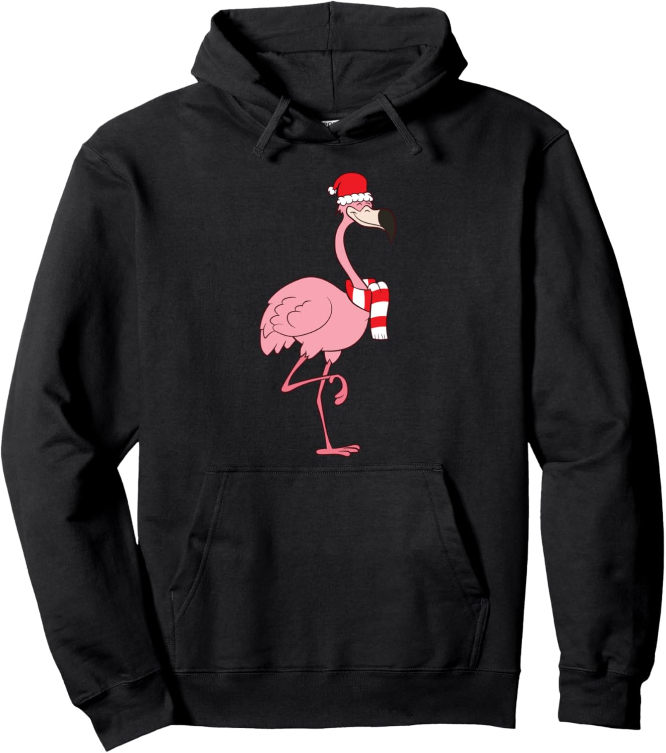 Christmas Flamingo With Santa Hat Cute Christmas Flamingo Pullover Hoodie