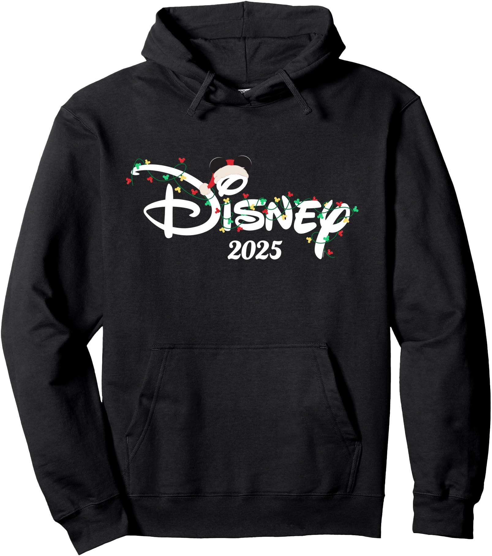 Disney Mickey Christmas Lights Holiday Trip 2025 Script Logo Pullover Hoodie