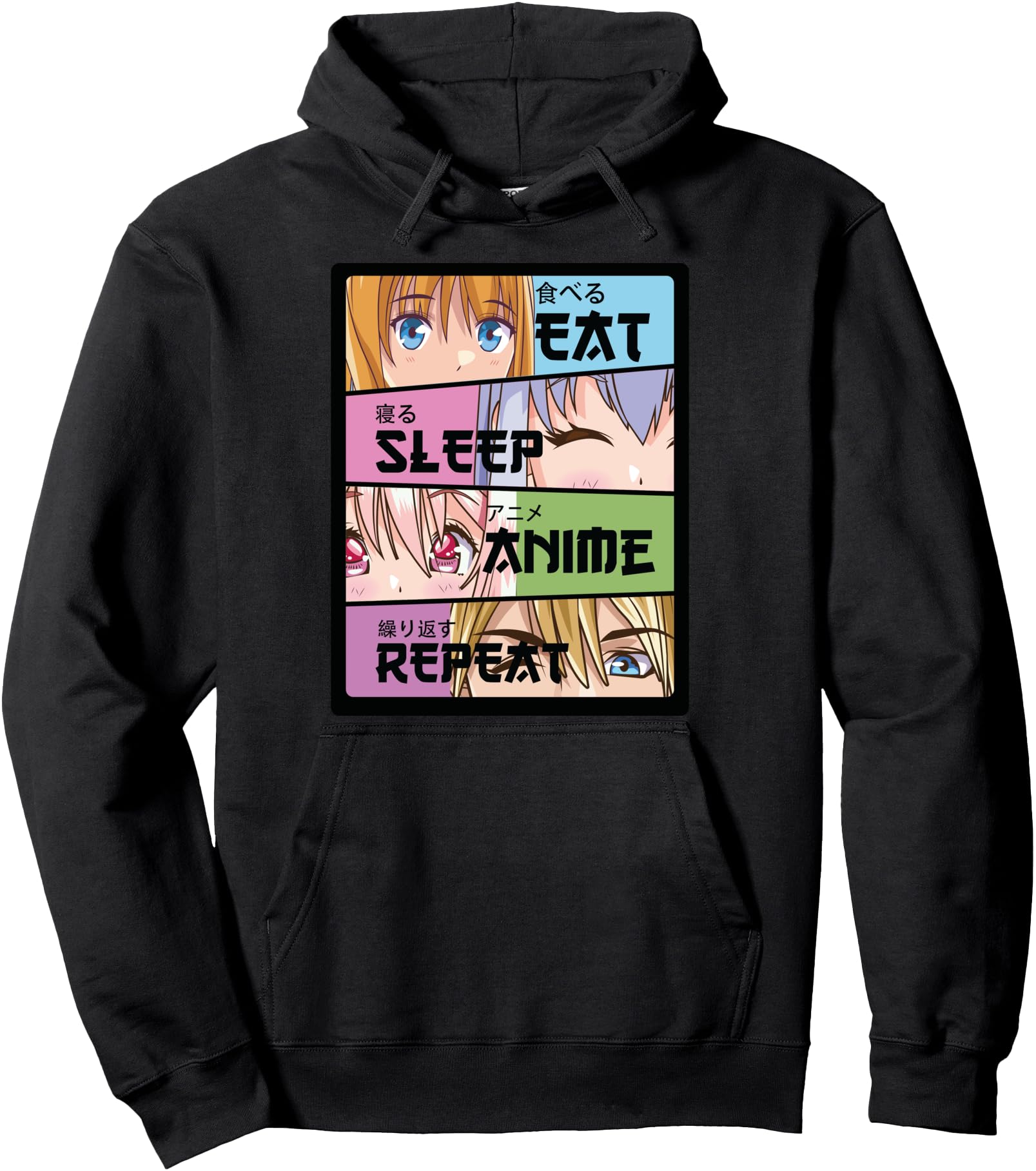 Cute Kawaii Manga - Anime Merch - Eat Sleep Anime Repeat Pullover Hoodie