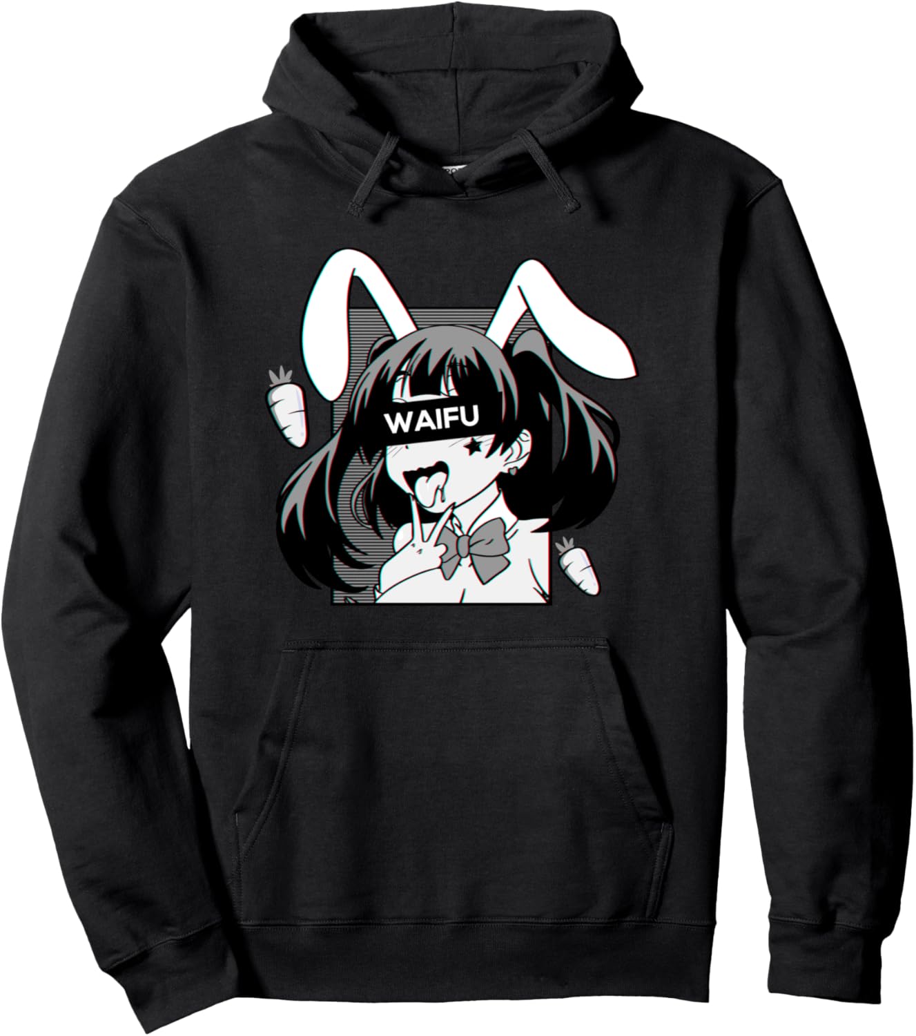 Ahegao Hoodie lewd anime face and Rabbit cosplay gift Pullover Hoodie