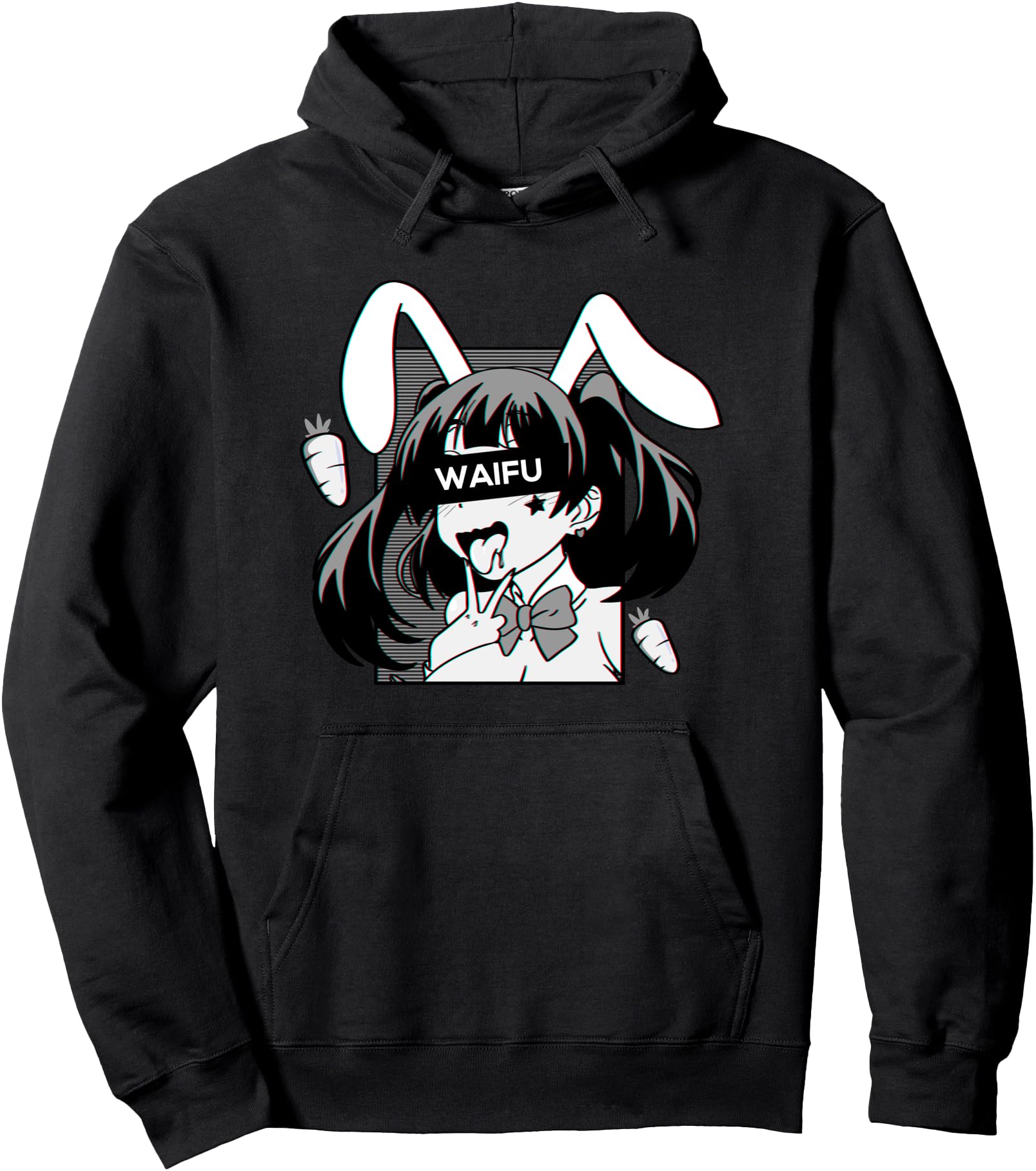 Ahegao Hoodie lewd anime face and Rabbit cosplay gift Pullover Hoodie