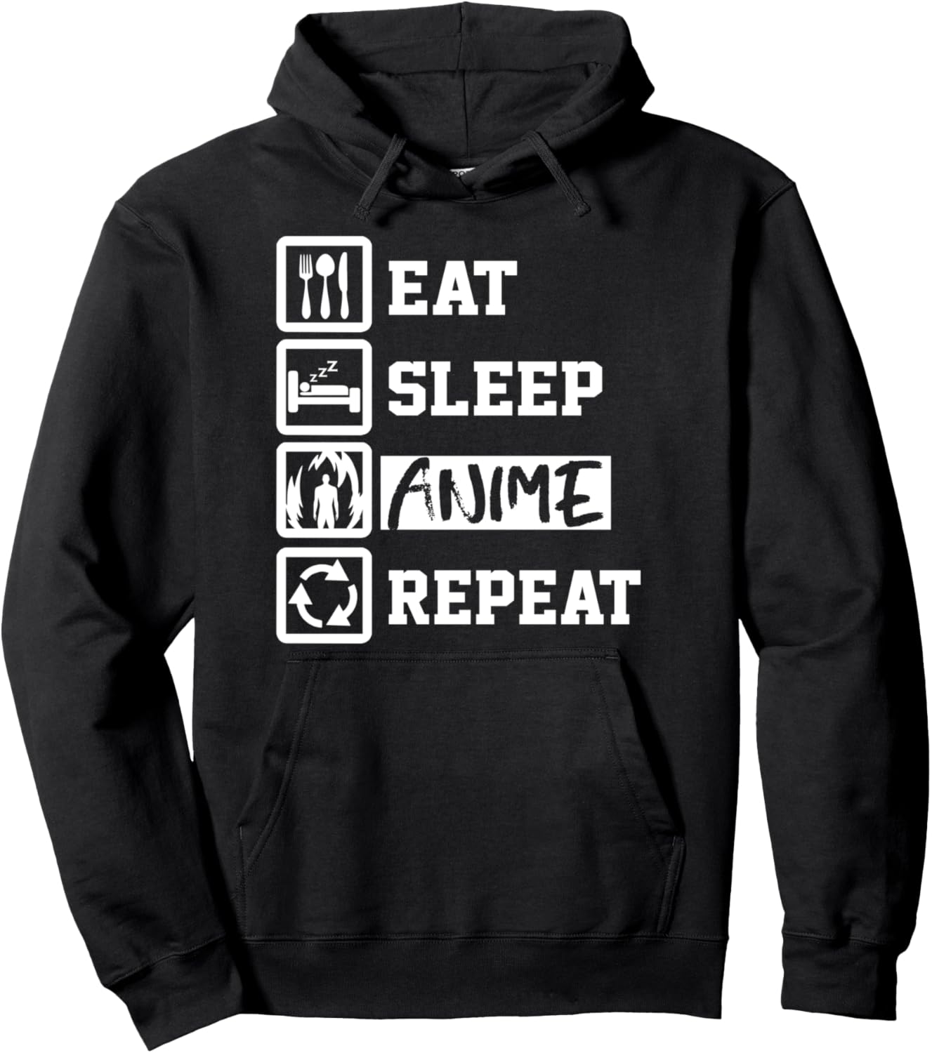 Eat Sleep Anime Fan Repeat Funny Anime Lover Pullover Hoodie