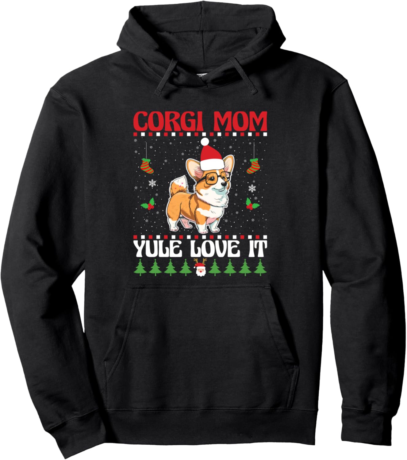 Christmas Corgi Mom Dog Breed Owner Rescuer Fur Mama Pullover Hoodie