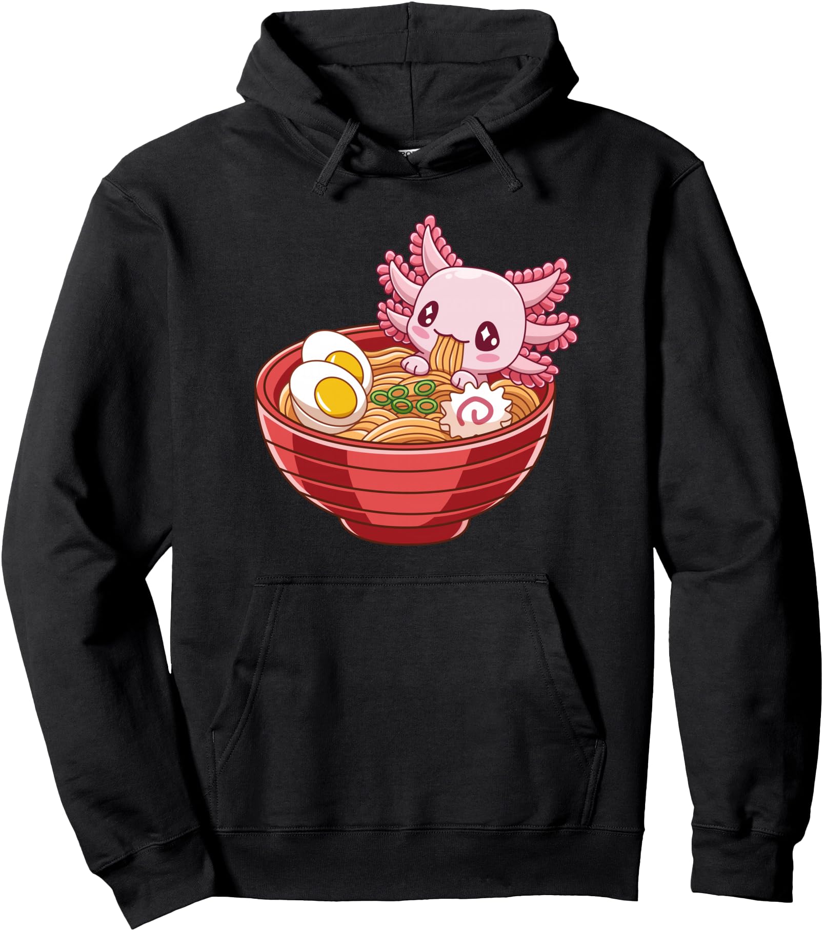 Kawaii Axolotl Eating Ramen Japanese Anime Food Lover Pullover Hoodie
