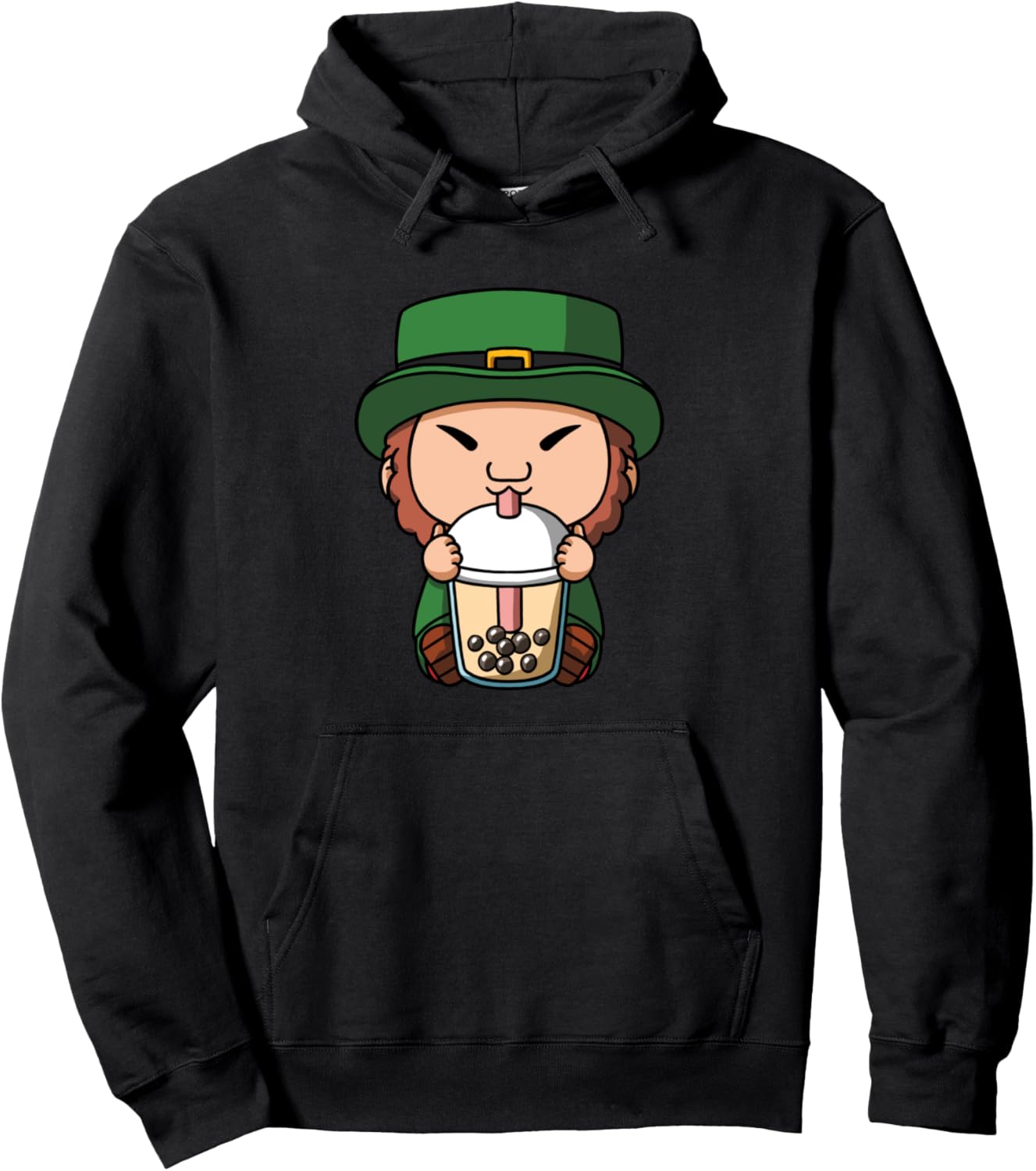 St. Patricks Day Leprechaun Boba Milk Tea Bubble Tea Anime Pullover Hoodie