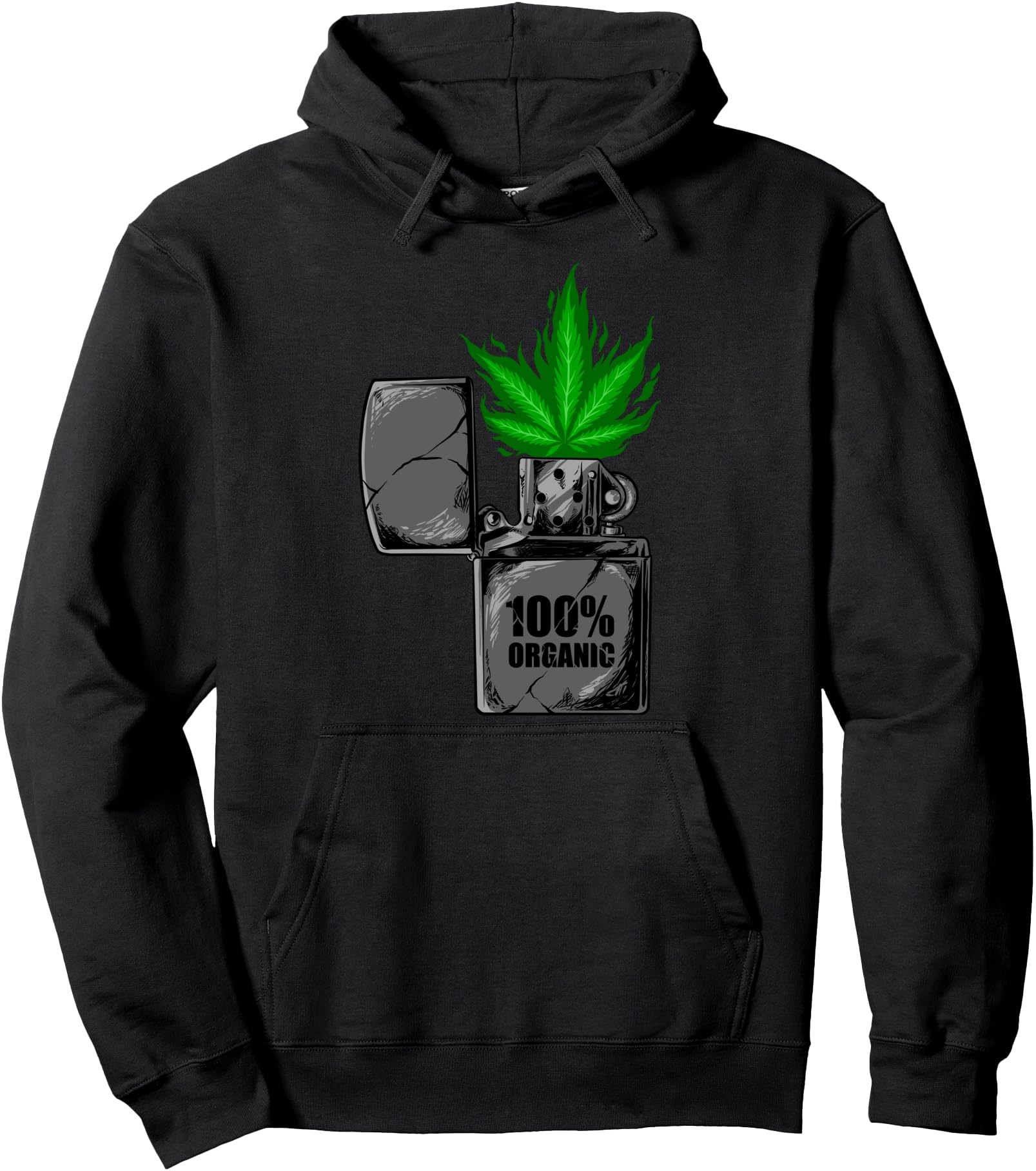 Vintage Weed Lighter Graphic Marijuana 100% Organic Funny Pullover Hoodie