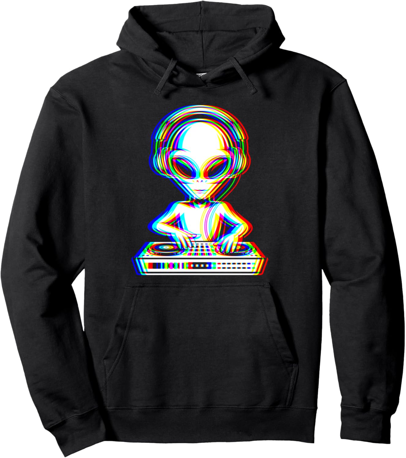 Alien Head Trippy Vaporwave Techno Rave EDM Music Party Pullover Hoodie