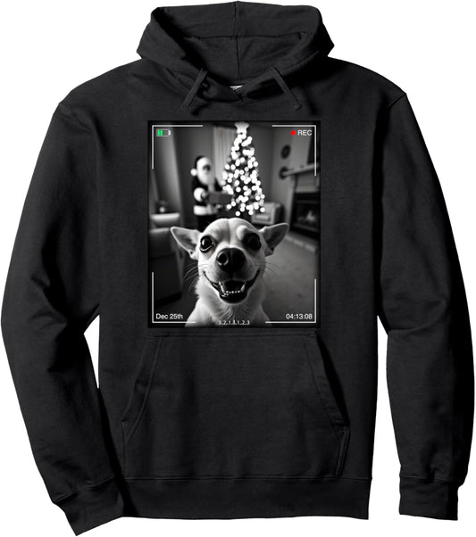 Chihuahua Catches Santa On Camera Xmas Pullover Hoodie