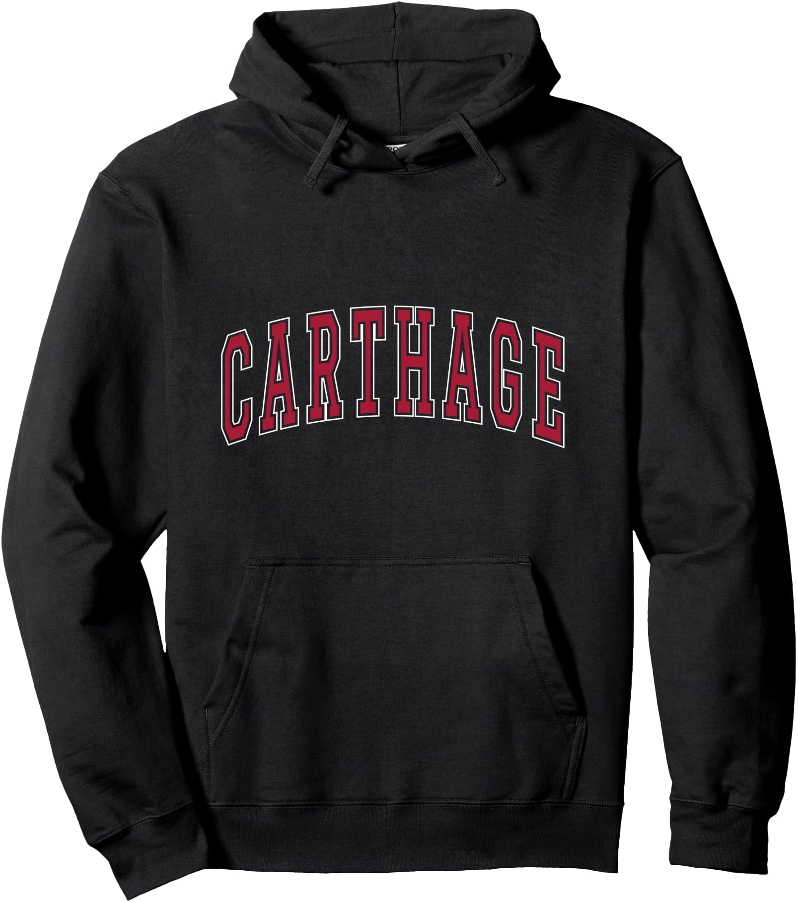 Carthage Missouri Souvenir College Style Red Text Pullover Hoodie