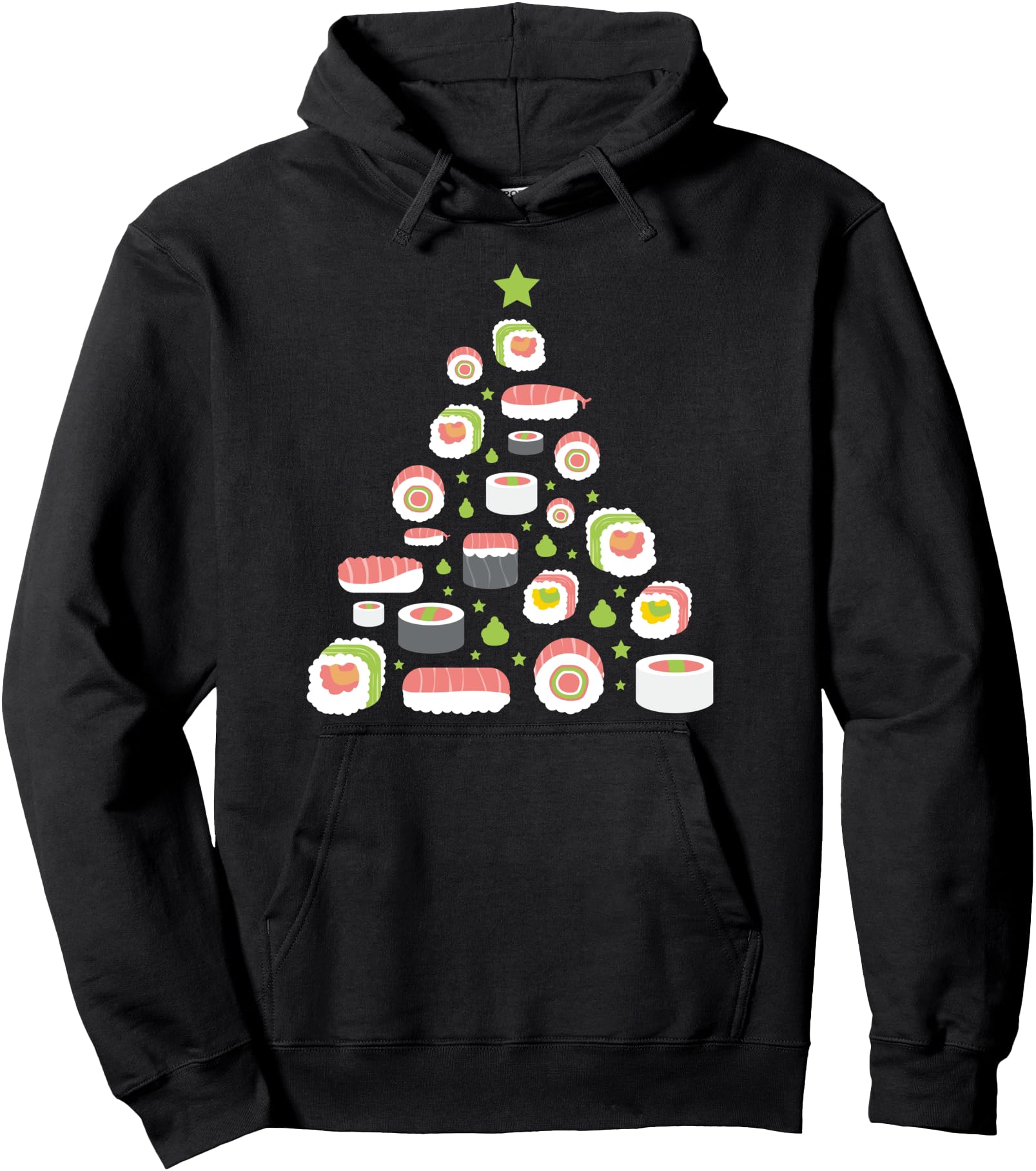 Sushi Christmas Tree Japanese Rolls Pullover Hoodie