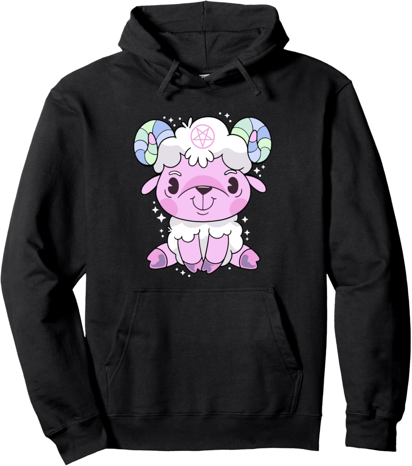 Creepy Cute Goat Pastel Gothic Kawaii Goth Whimsigoth Anime Pullover Hoodie