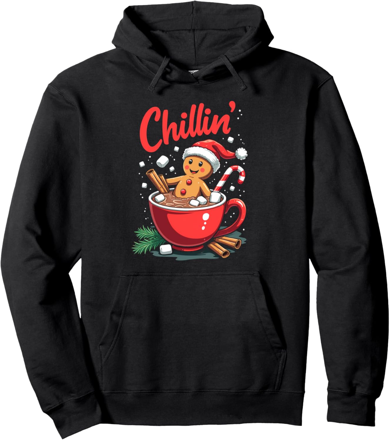 Christmas Chillin' Gingerbread Coffee Cup Bath Funny Xmas Pullover Hoodie