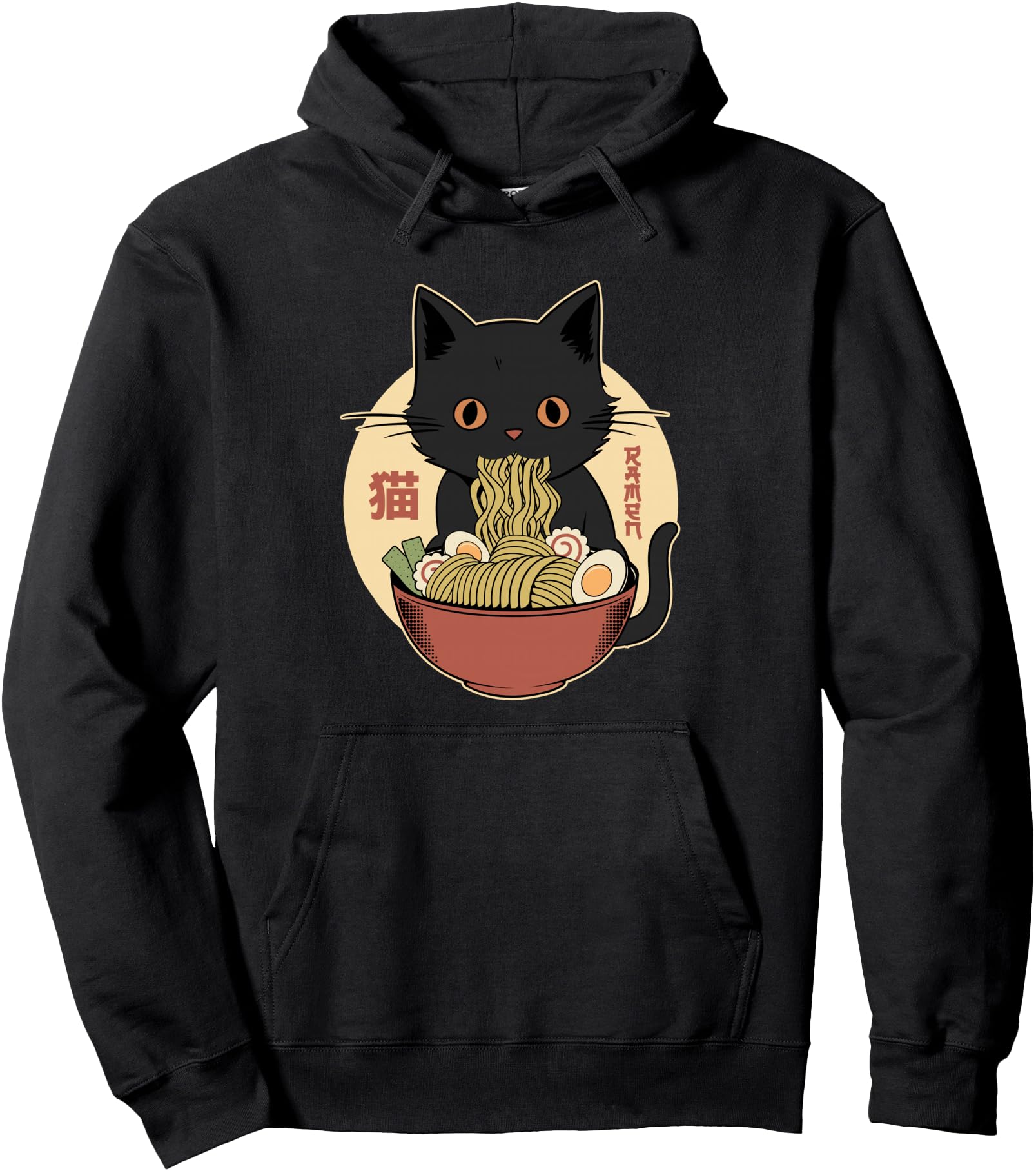 Cat Ramen Funny Graphic Tees Japanese Kawaii Cat Anime Pullover Hoodie
