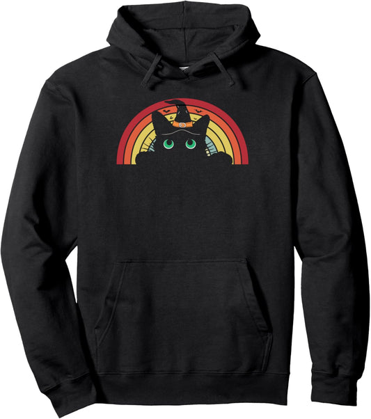 Cat Witch Halloween Kitten Retro Pet Lover Pullover Hoodie