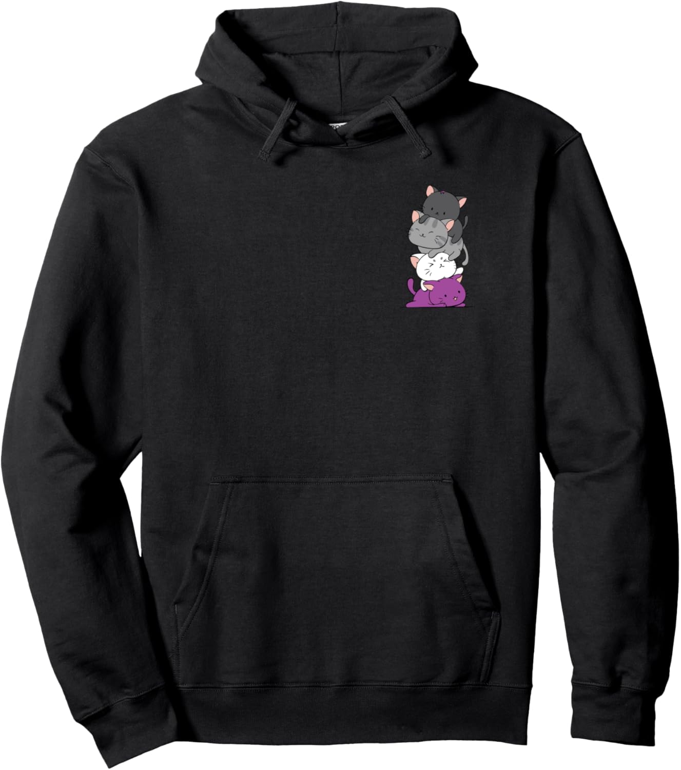 Asexual Pride Kawaii Cat Stack Anime Pullover Hoodie