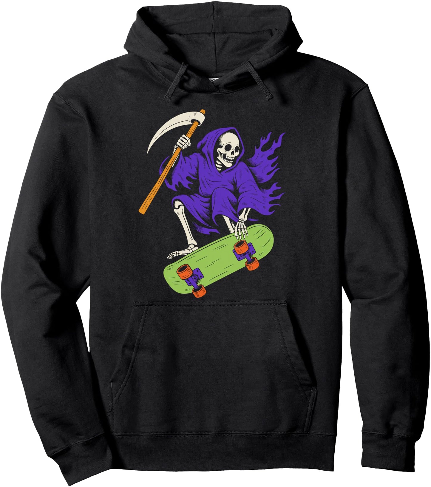 Grim Reaper Skateboarding Halloween Teen Boys Skate Board Pullover Hoodie