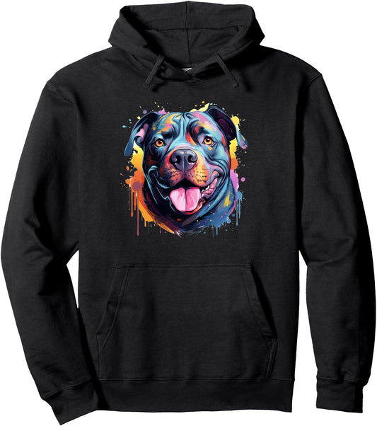American Bully Portrait Portrait Colour Artwork Pullover Hoodie