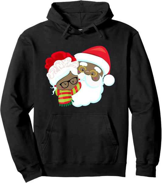 African American Santa and Mrs Santa Claus Christmas Xmas Pullover Hoodie