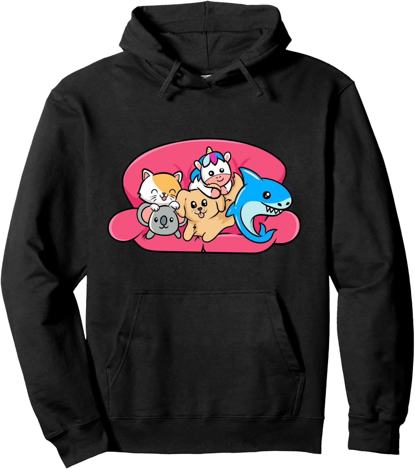 Animal Puppies On A Couch - Cute Kawaii Anime Japanese Pullover Hoodie