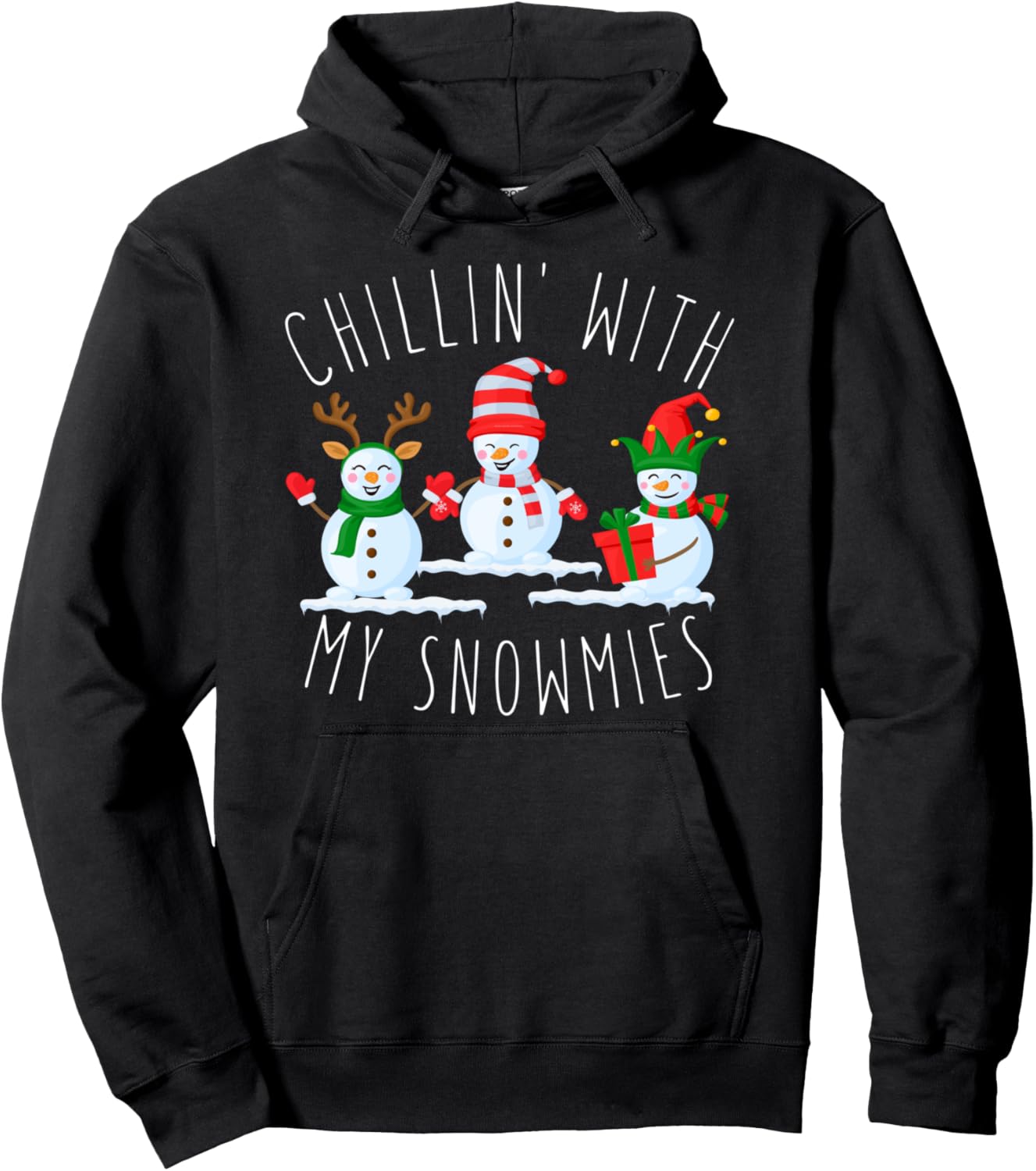 Chilling Snowmies Weihnachten Lustige Weihnachten Women's Black Christmas Pullover Hoodie