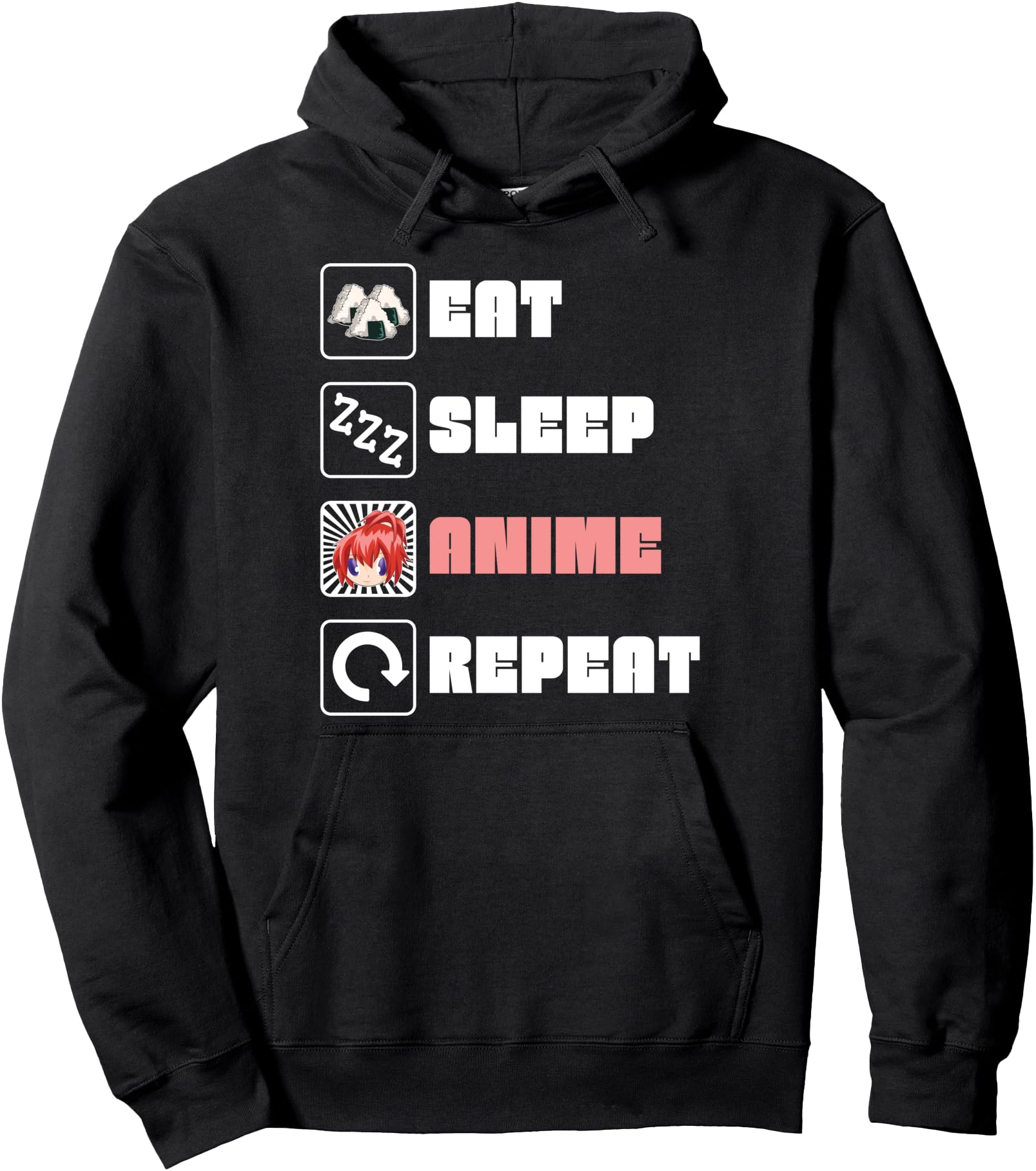Eat Sleep Anime Repeat Japanese Food Sushi Otaku Funny Anime Pullover Hoodie
