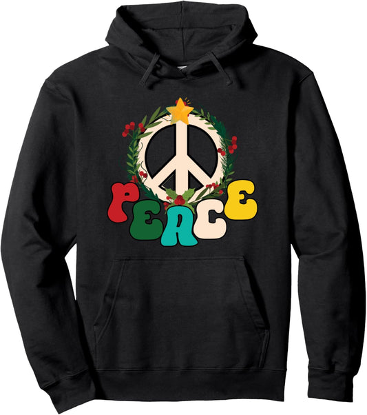 Christmas Peace Sign Peace Christmas Pullover Hoodie