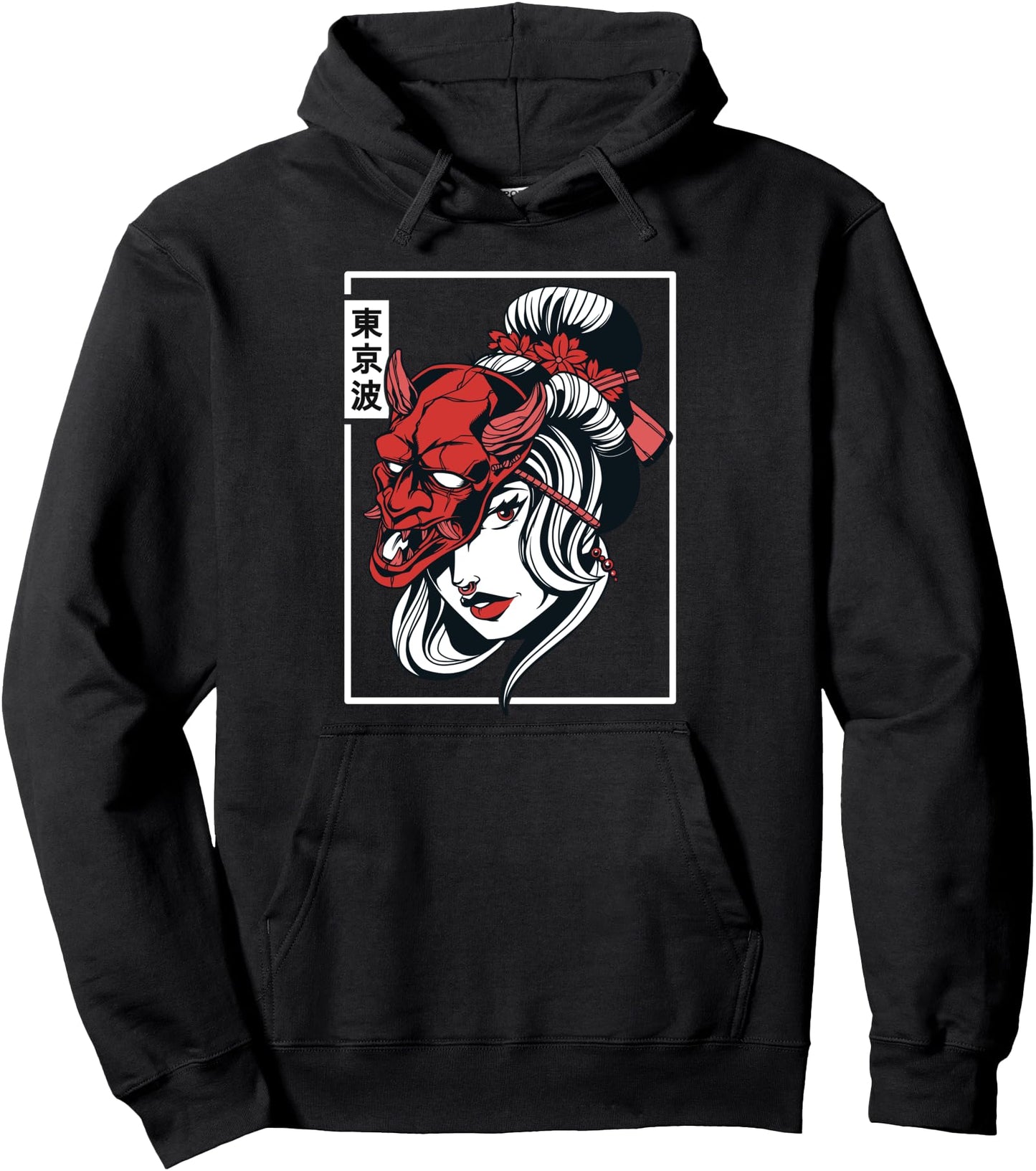 Japanese Demon Mask Oni Woman Japan Art Aesthetic Anime Pullover Hoodie