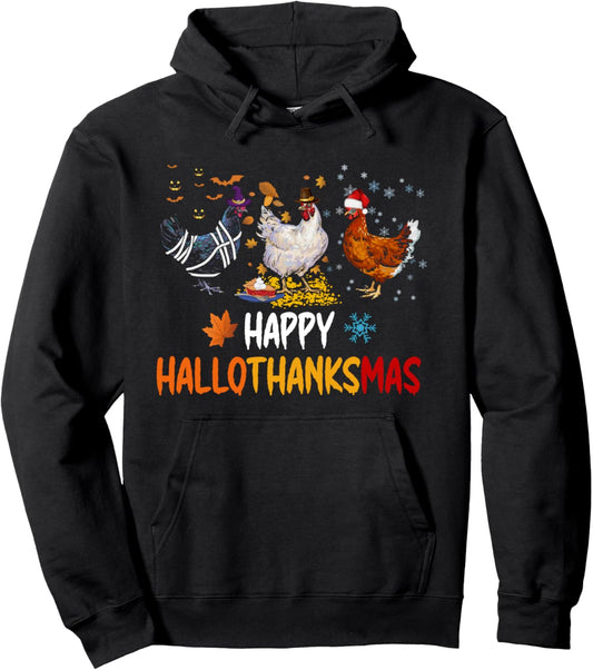 Chicken Halloween Happy HalloThanksMas Autumn Thanksgiving Pullover Hoodie
