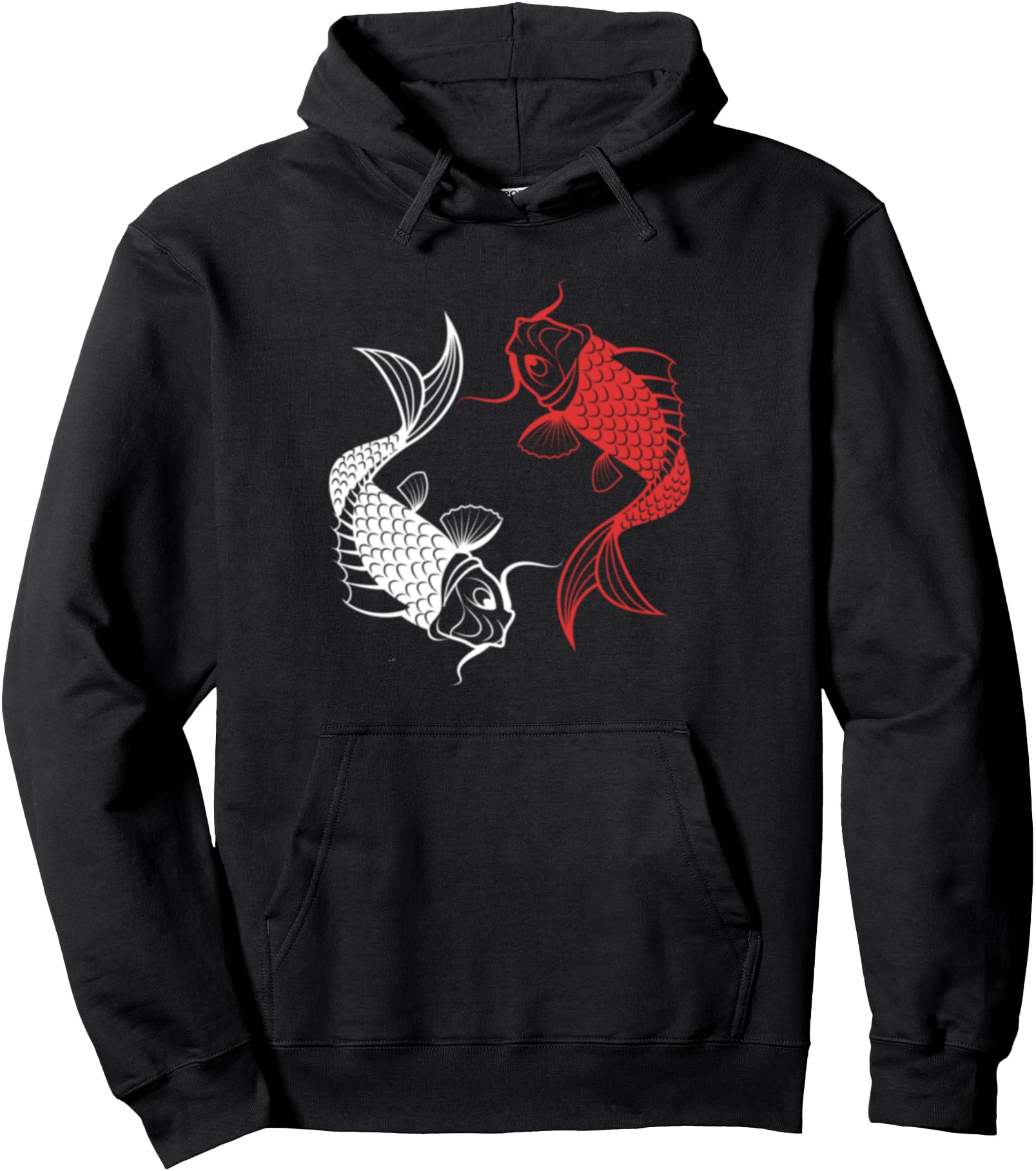 Red White Black Chinese Carp Asian Japanese Koi Fish Pullover Hoodie