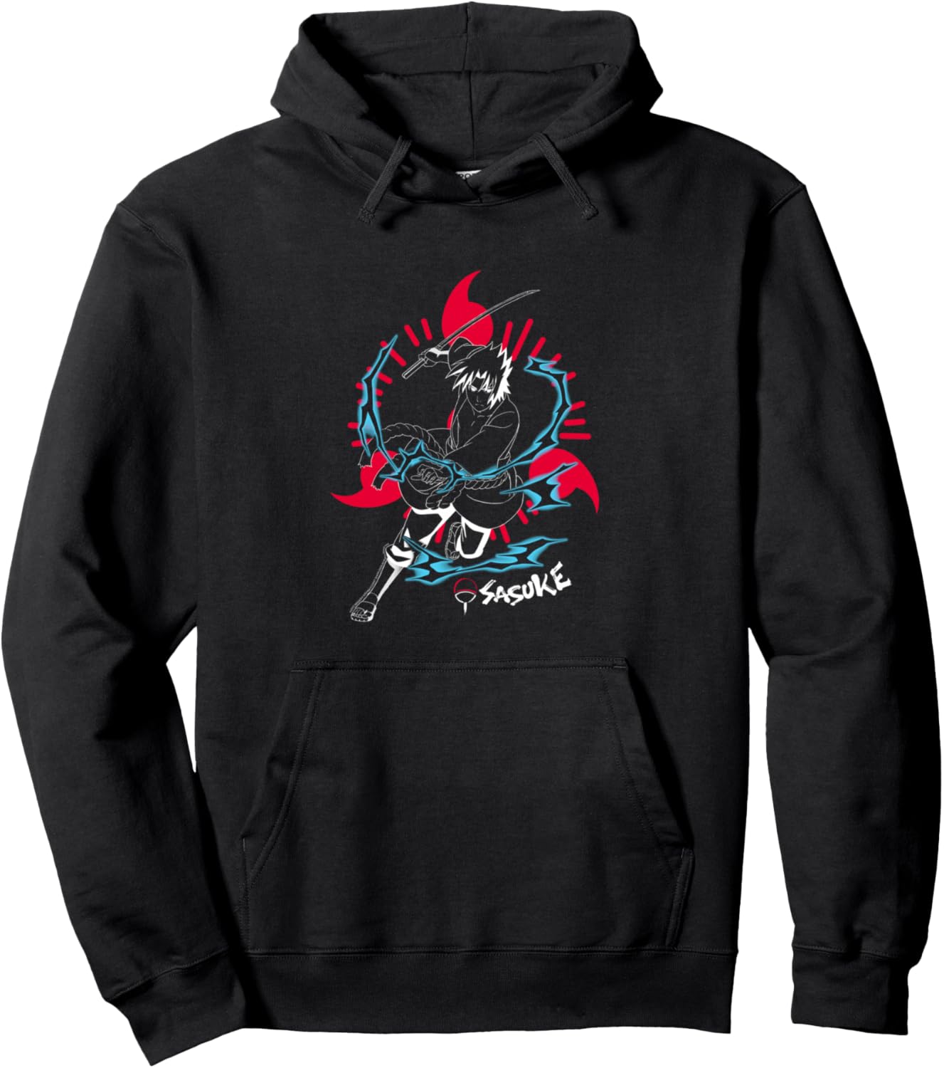 Naruto Shippuden Sasuke Inverted with Sharingan Anime Pullover Hoodie
