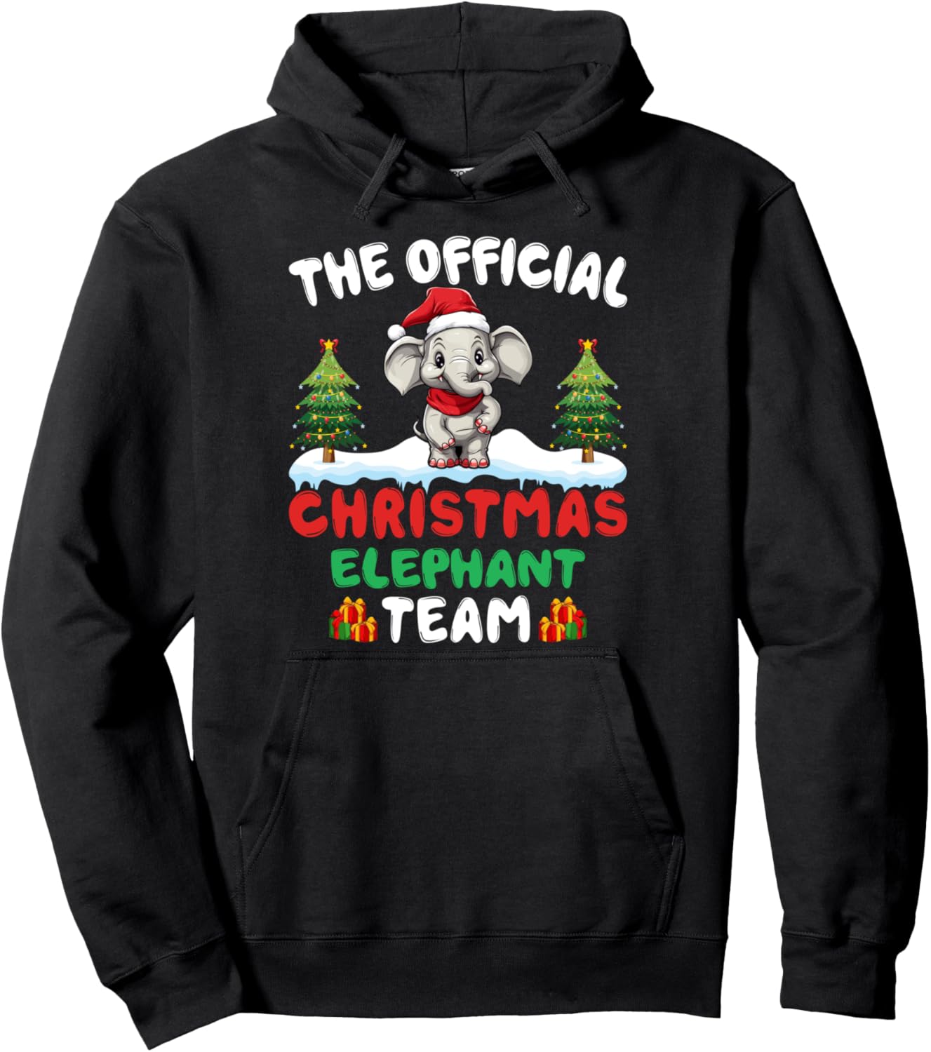 Christmas Elephant Team - Elephant Santa Hat Xmas Holiday Pullover Hoodie