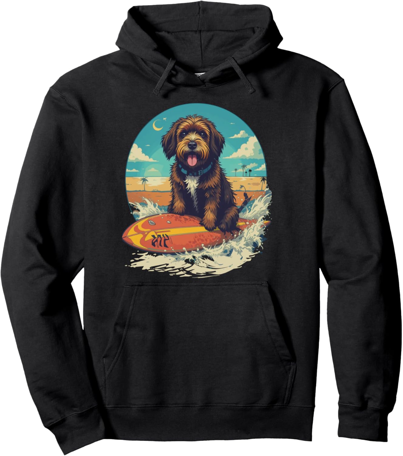 Cavapoo Wave Funny Surfboard Dog/Surfing Cavapoo Mom Dad Pullover Hoodie