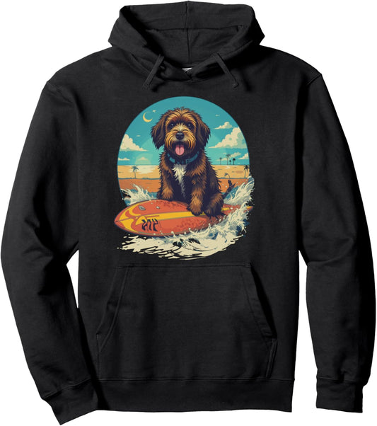 Cavapoo Wave Funny Surfboard Dog/Surfing Cavapoo Mom Dad Pullover Hoodie