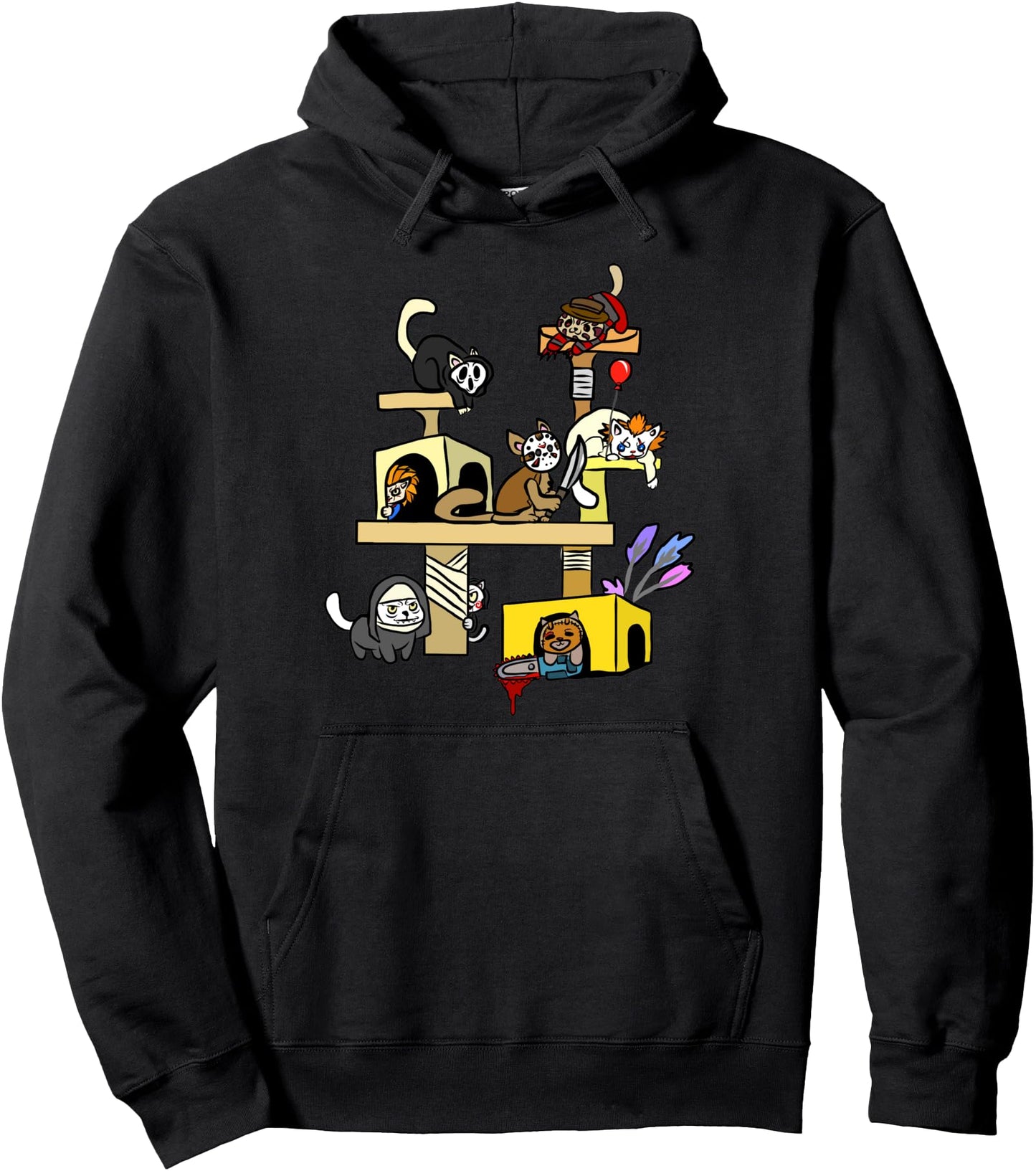 Horror Movies Cat Gifts For Cat Lovers Halloween Costumes Pullover Hoodie