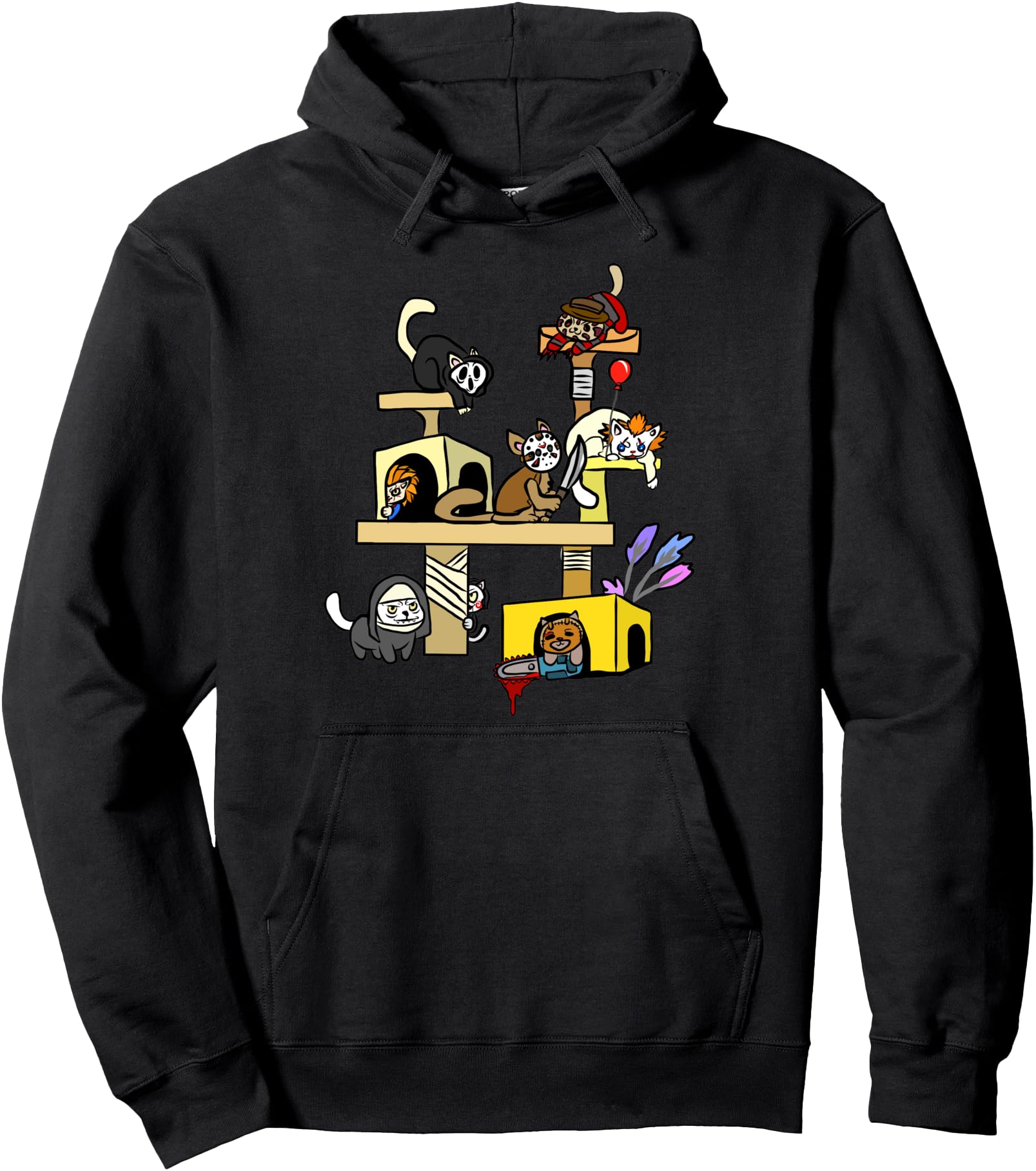 Horror Movies Cat Gifts For Cat Lovers Halloween Costumes Pullover Hoodie